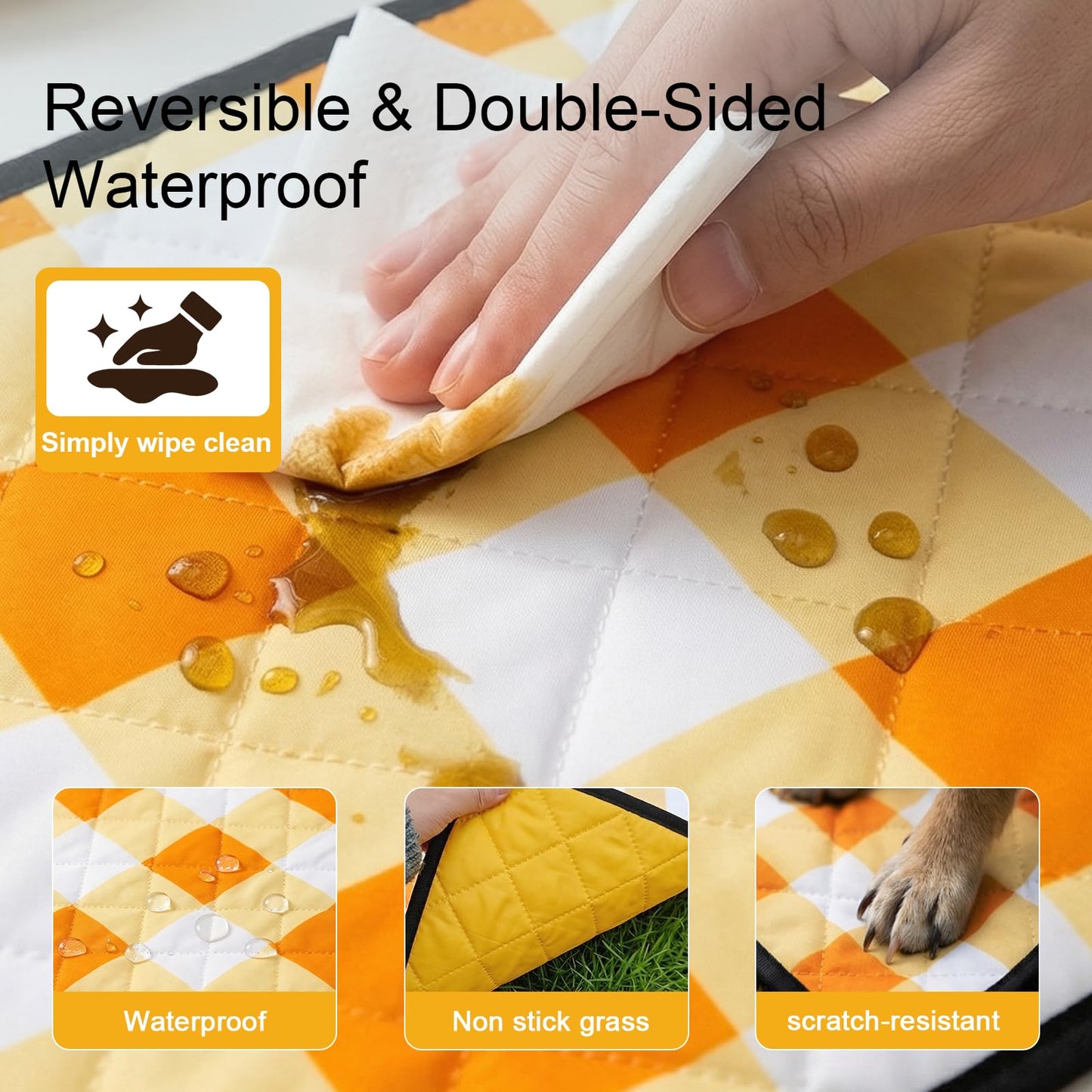 JACTUM 2 in 1 Tote Picnic Blanket Waterproof Outdoor Camping Mat,Large Capacity Beach Blanket 80''x80'' 7 Layers Easy to Foldable and Carry.