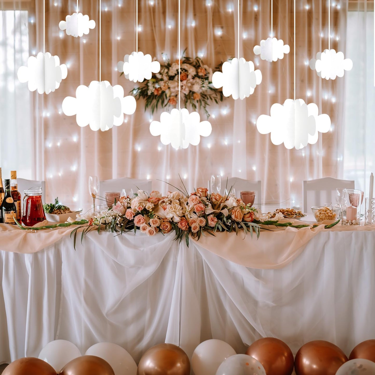Ayfjovs 10 PCS 3D Cloud Decorations - White Hanging Clouds for Ceiling, Party Decorations, Ornaments, Wedding, Nursery, Children Room, Baby Baptism Party