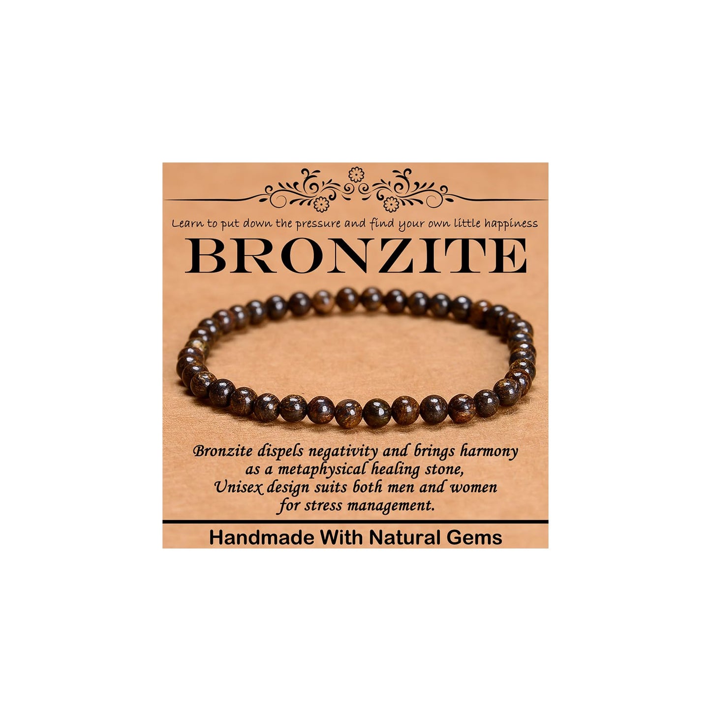 CHCCOYE 4mm Natural Healing Gemstone Bracelet Handmade Yoga Stretch Elastic Bracelet Stress Relief Crystal Jewelry for Men and Women (4mm Bronzite)