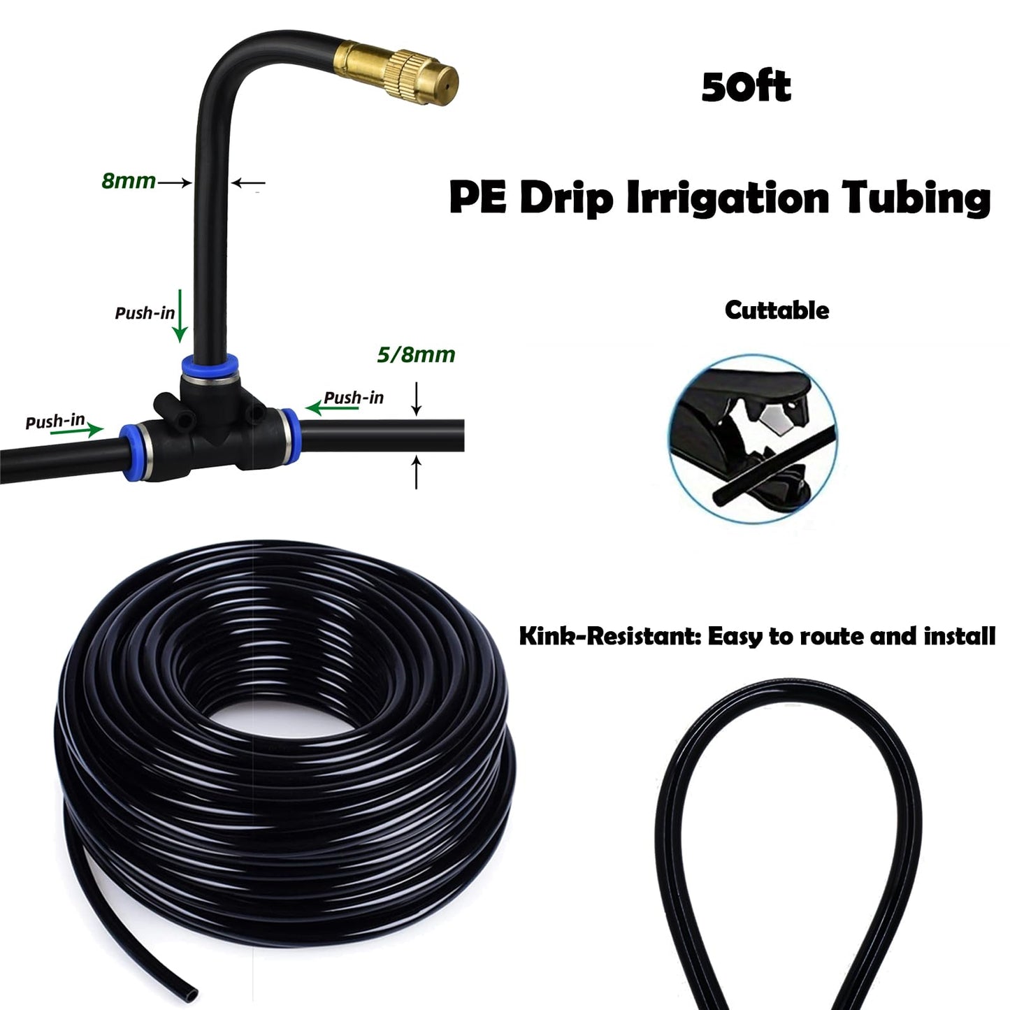 DOLANSTO 50ft Drip Irrigation System with 18pcs 360° Adjustable Misting Sprinkler Kit, Garden Watering System for Raised Bed, Greenhouse, Patio, Yard - DIY Plant Mist Sprayer Kit