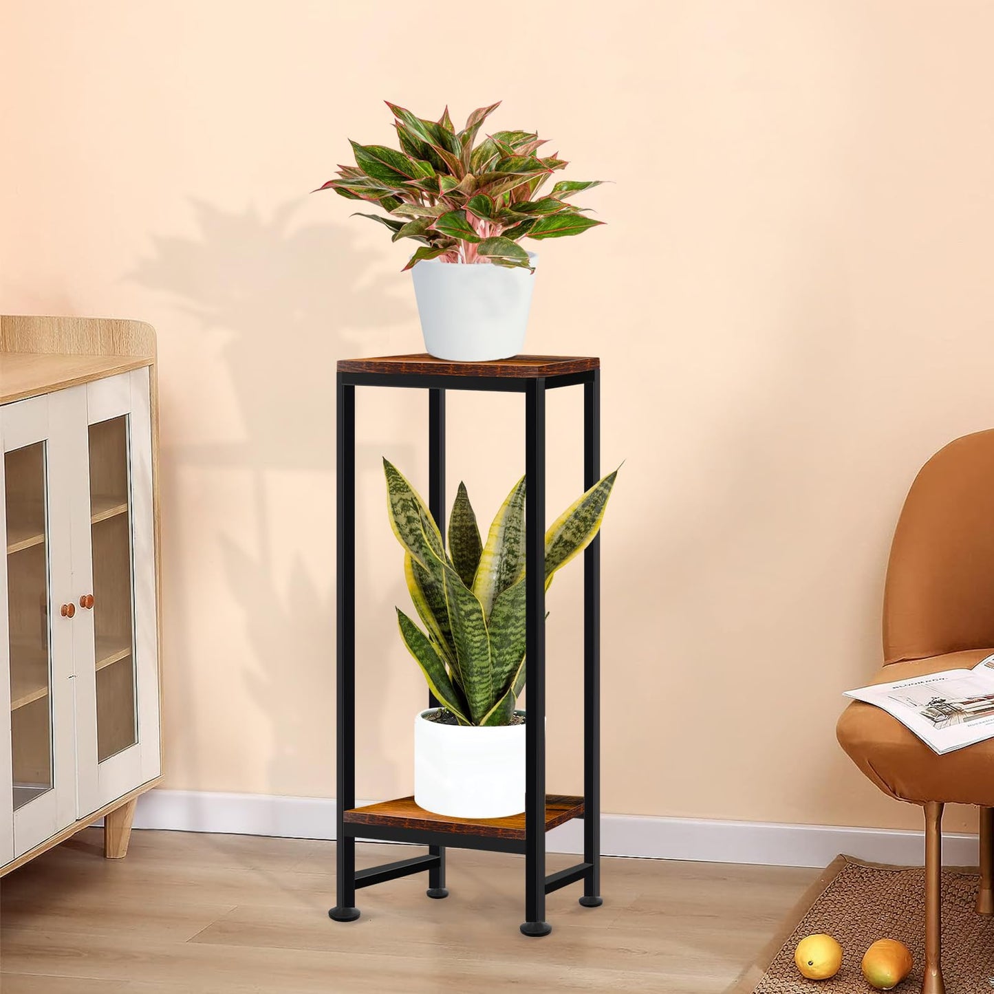 Plant Stand Indoor, Tall Plant stands for Indoor Outdoor Plants, 2 Tier Heavy Duty Plant Shelf 31" Metal Pedestal Stand Modern Corner Flower Stand for Patio, Living Room, Balcony