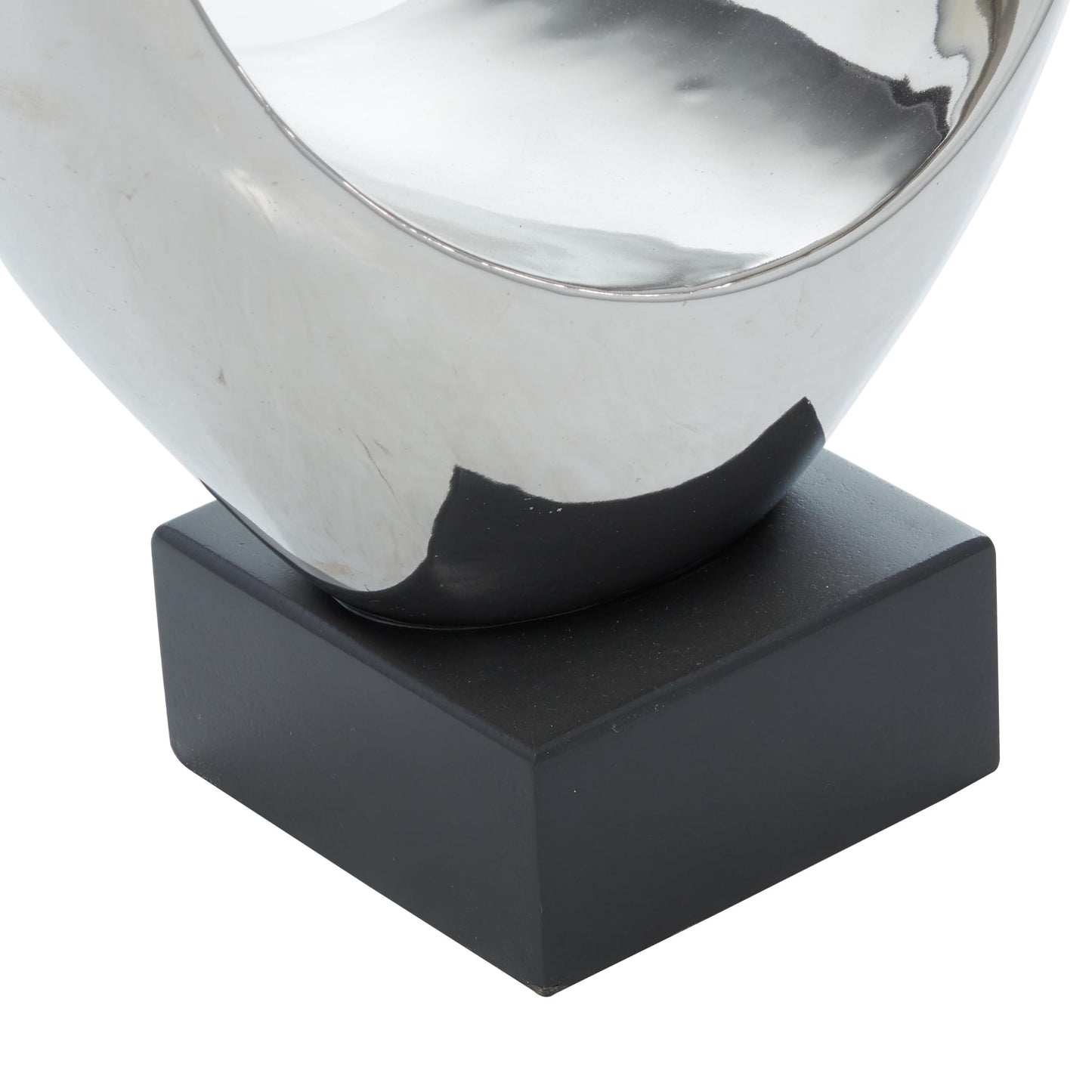 Deco 79 Polystone Abstract Decorative Sculpture Heart Home Decor Statue with Black Base, Accent Figurine 10" x 5" x 14", Silver