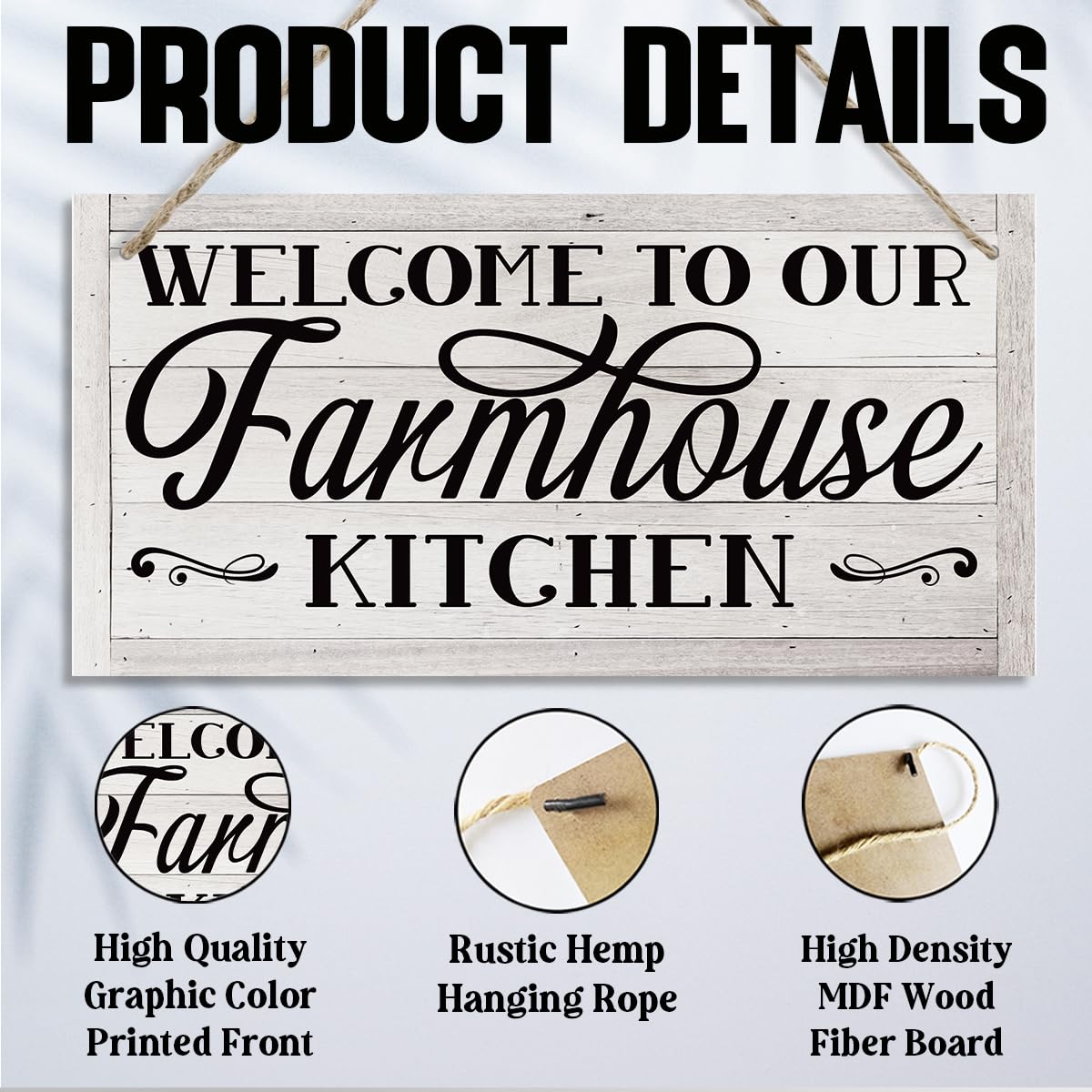 Rustic Farmhouse Kitchen Sign, Hanging Wooden Wall Art - Welcome To Our Farmhouse, Welcome Sign, Country Door Decor, Kitchen Open Daily Signs, Housewarming Gifts, Retro Wall Art 11.8 * 5.9 in