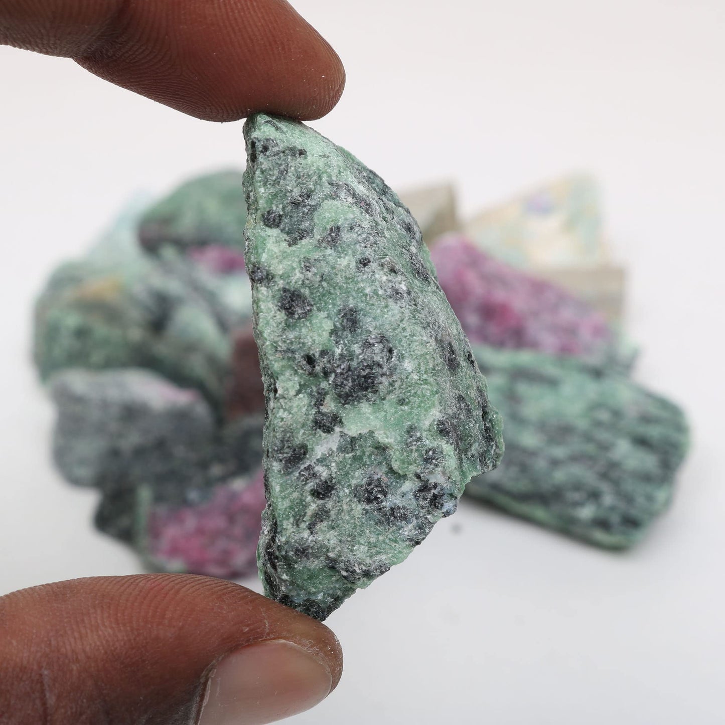 REAL-GEMS Natural Raw Healing Crystals Rough Stones for Tumbling, Cabbing, Polishing, Wire Wrapping, Wicca & Reiki Crystal Healing, Mix Gemstones,7 Chakra (Ruby Zozaite)