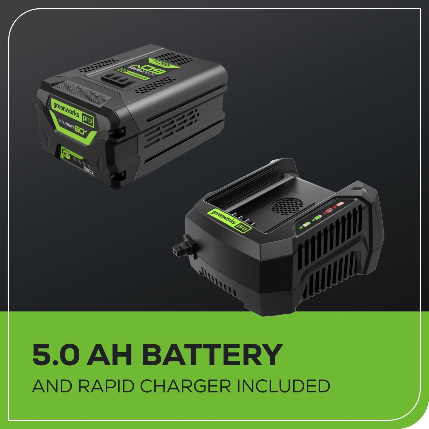 Greenworks 60V 21" Brushless (Push) Cordless Lawn Mower, 5.0Ah Battery (1/2 Acre, Rapid Charger, 4-in-1, LED Lights, IPX4)