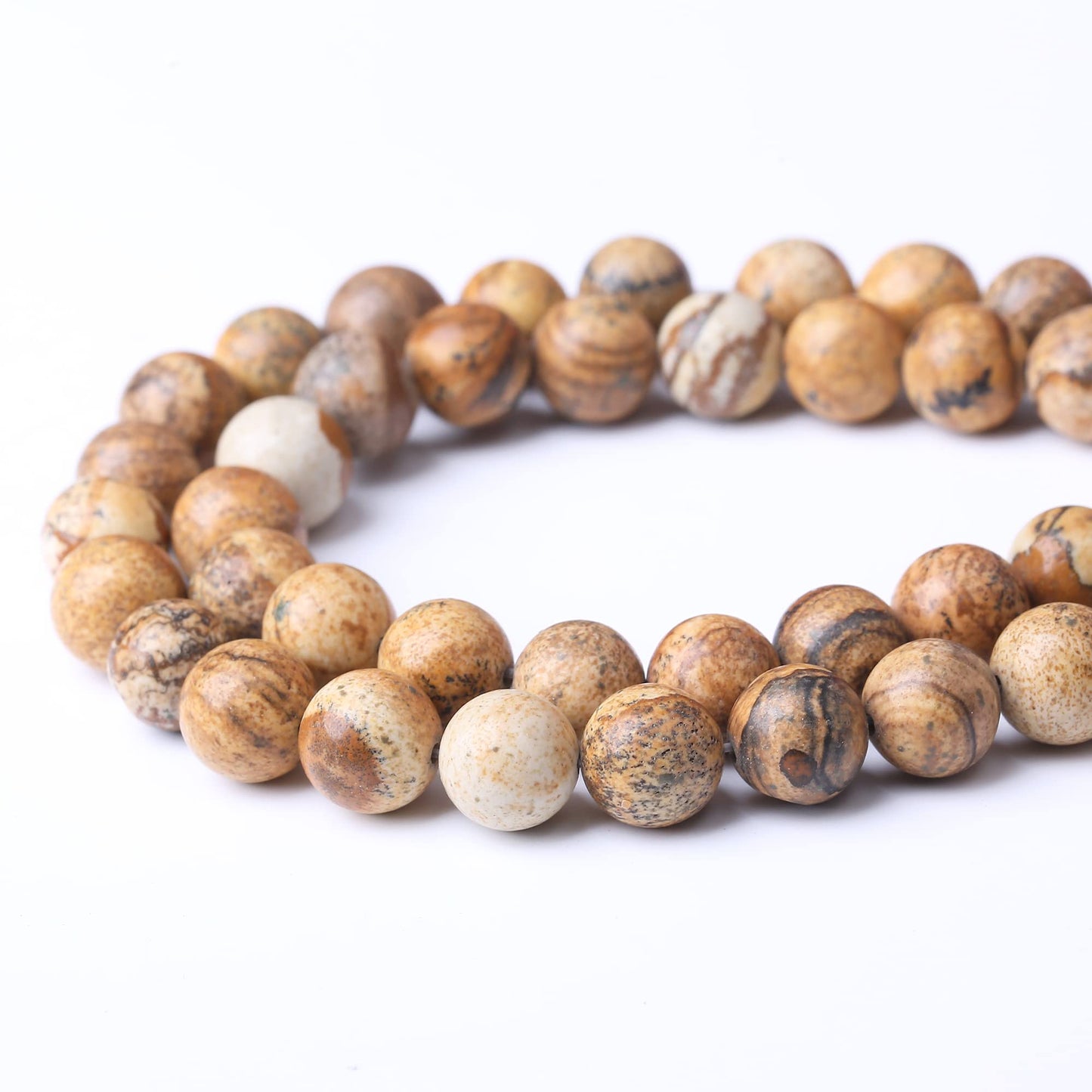 10MM Pictures Jaspers Round Loose Beads Natural Gem Beads Crystal Energy Stone Beads for Jewelry Making DIY Bracelet Necklace
