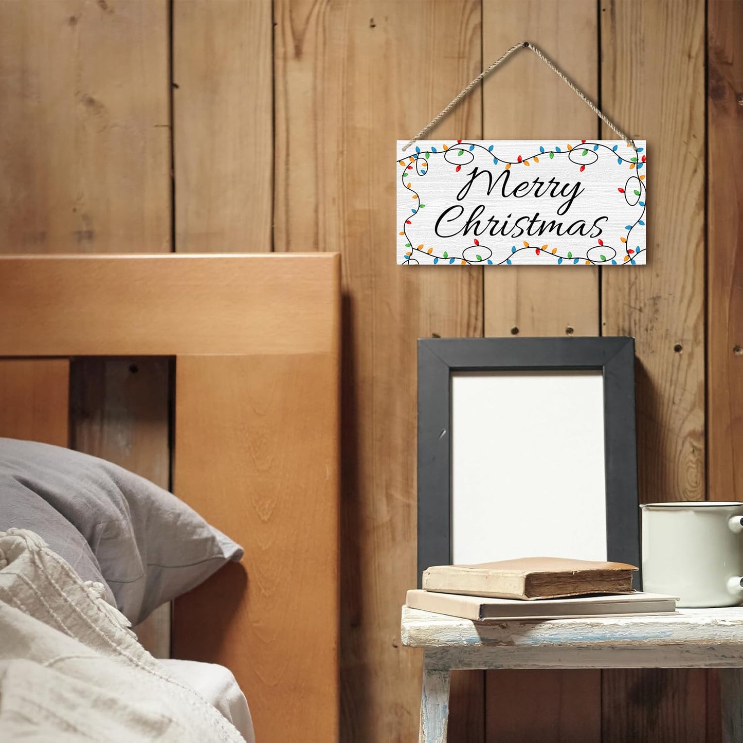 Christmas Door Sign Merry Christmas Wooden Hanging Decor Christmas Themed Winter Wood Sign Christmas Decor For Door Porch Home 6x12 Inch