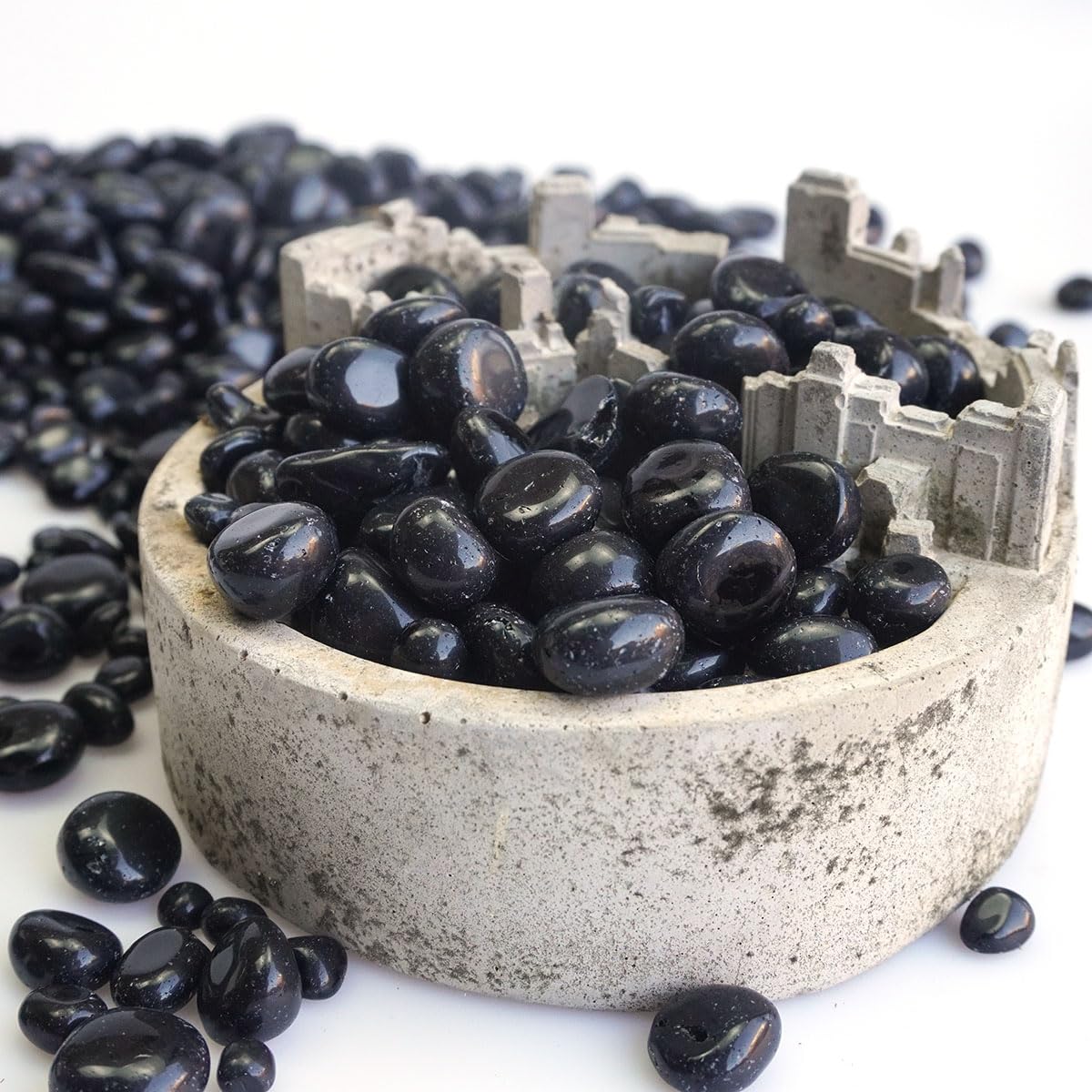 XMHOME 3 Pounds Black Obsidian Polished Stones - Natural Tumbled Gemstones for Vase Filler, Protection, and Jewelry Making