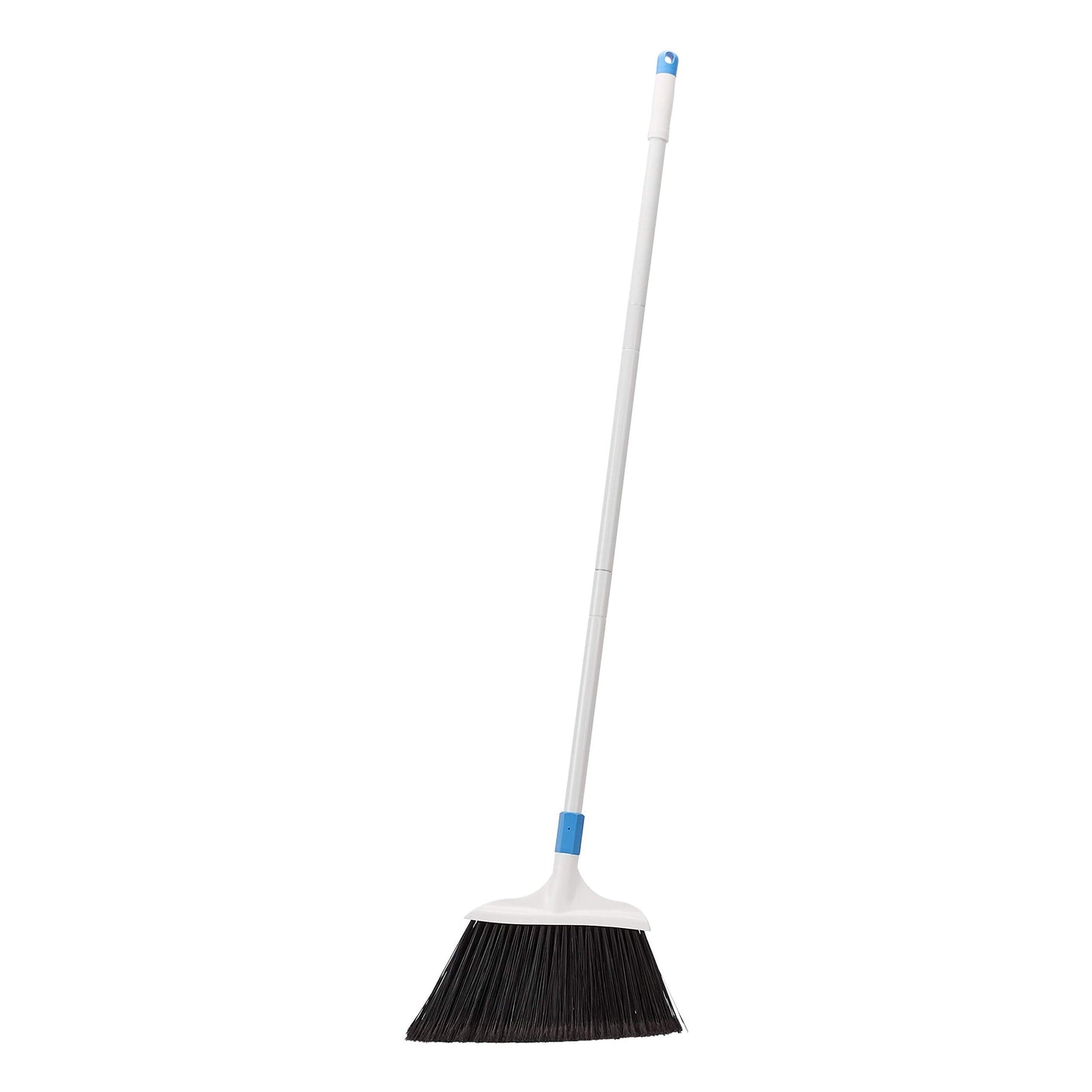 Amazon Basics Heavy-Duty Floor Cleaning Broom with Stiff Bristles, Sturdy 3-Piece Handle, Easy to Assemble, Indoor Outdoor Use for Driveways and Sidewalks, Blue and White