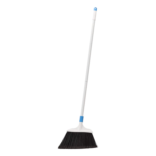 Amazon Basics Heavy-Duty Floor Cleaning Broom with Stiff Bristles, Sturdy 3-Piece Handle, Easy to Assemble, Indoor Outdoor Use for Driveways and Sidewalks, Blue and White