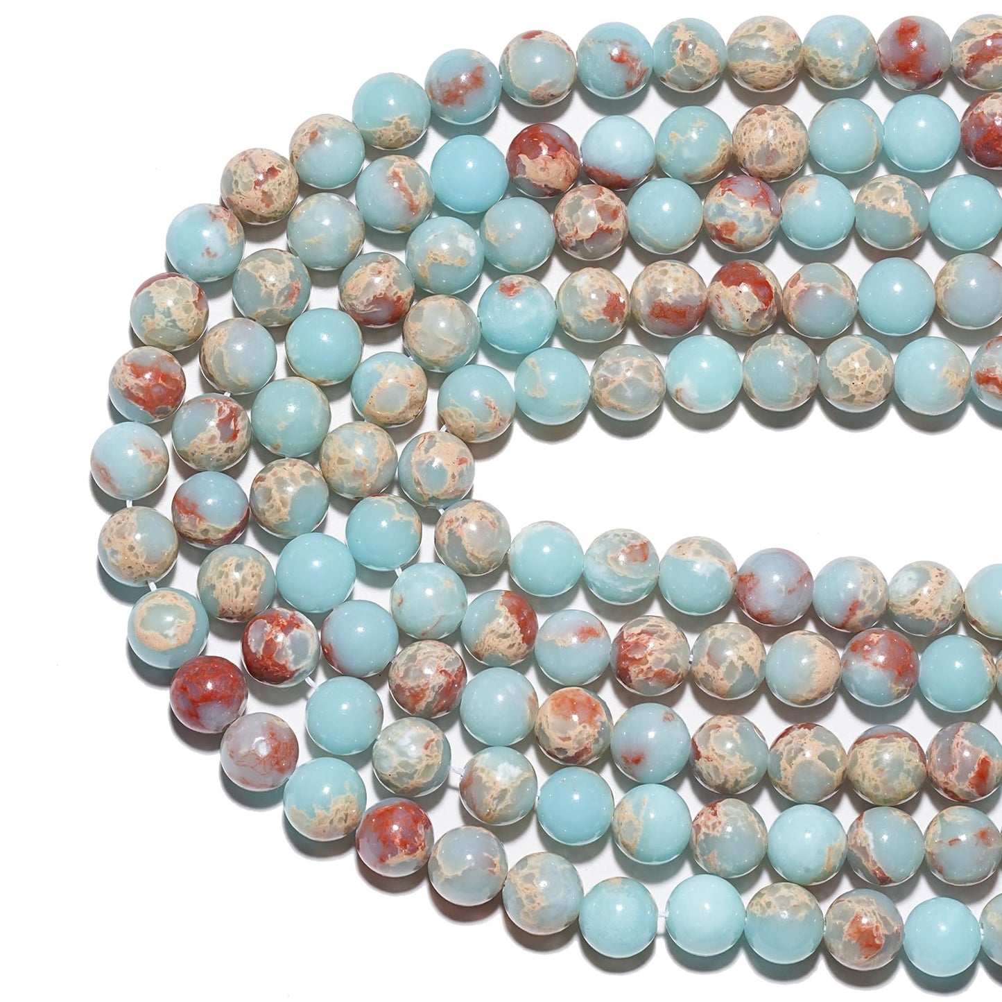 10mm Natural Sky Blue Jasper Gemstone Beads Polished Round Smooth Stone Beads for Bracelets Jewelry Making 15inch Loose Beads