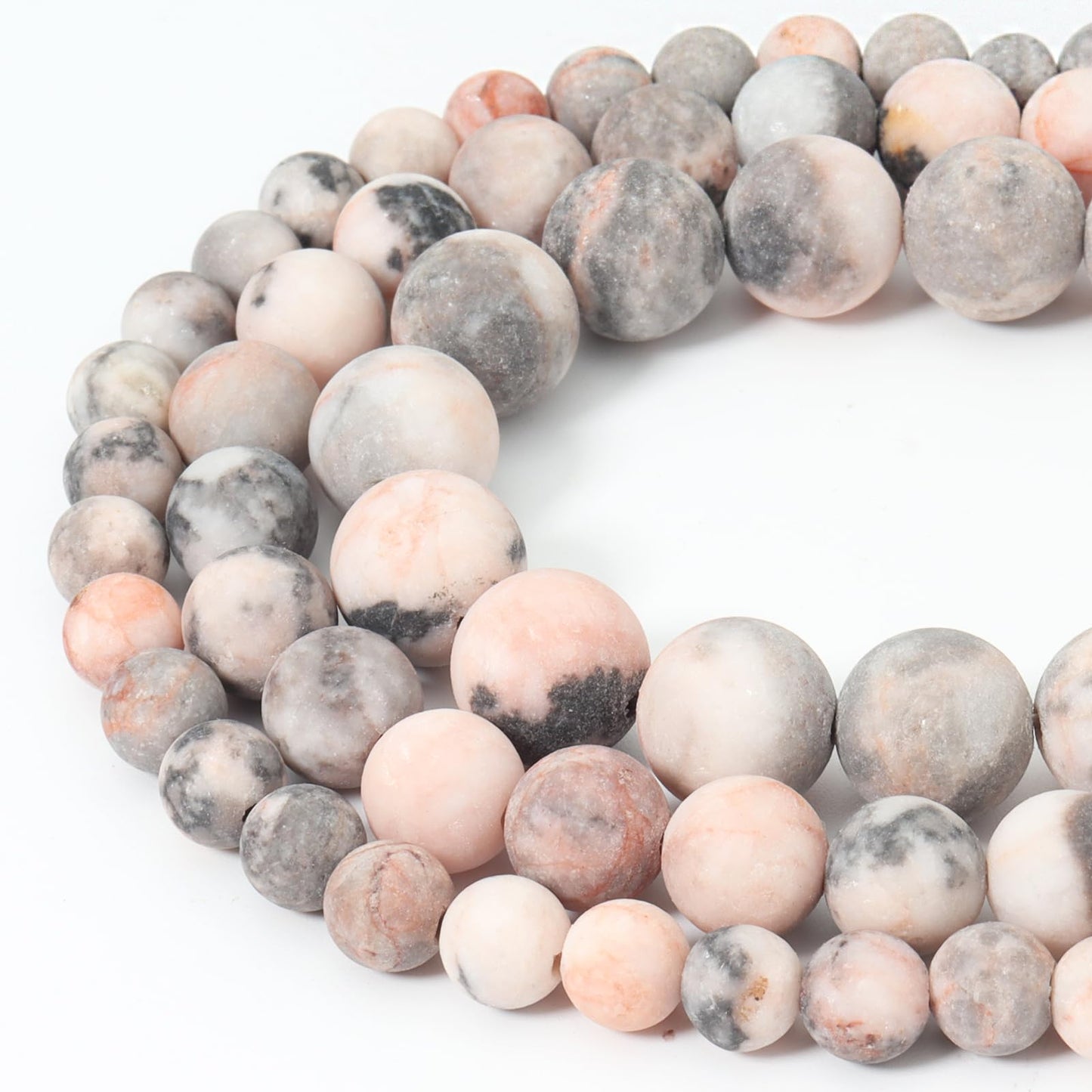 Siomia 60pcs 6mm Natural Matte Pink Zebra Jasper Beads Energy Healing Crystal Round Loose Stone Beads for Jewelry Making, DIY Bracelets Necklaces