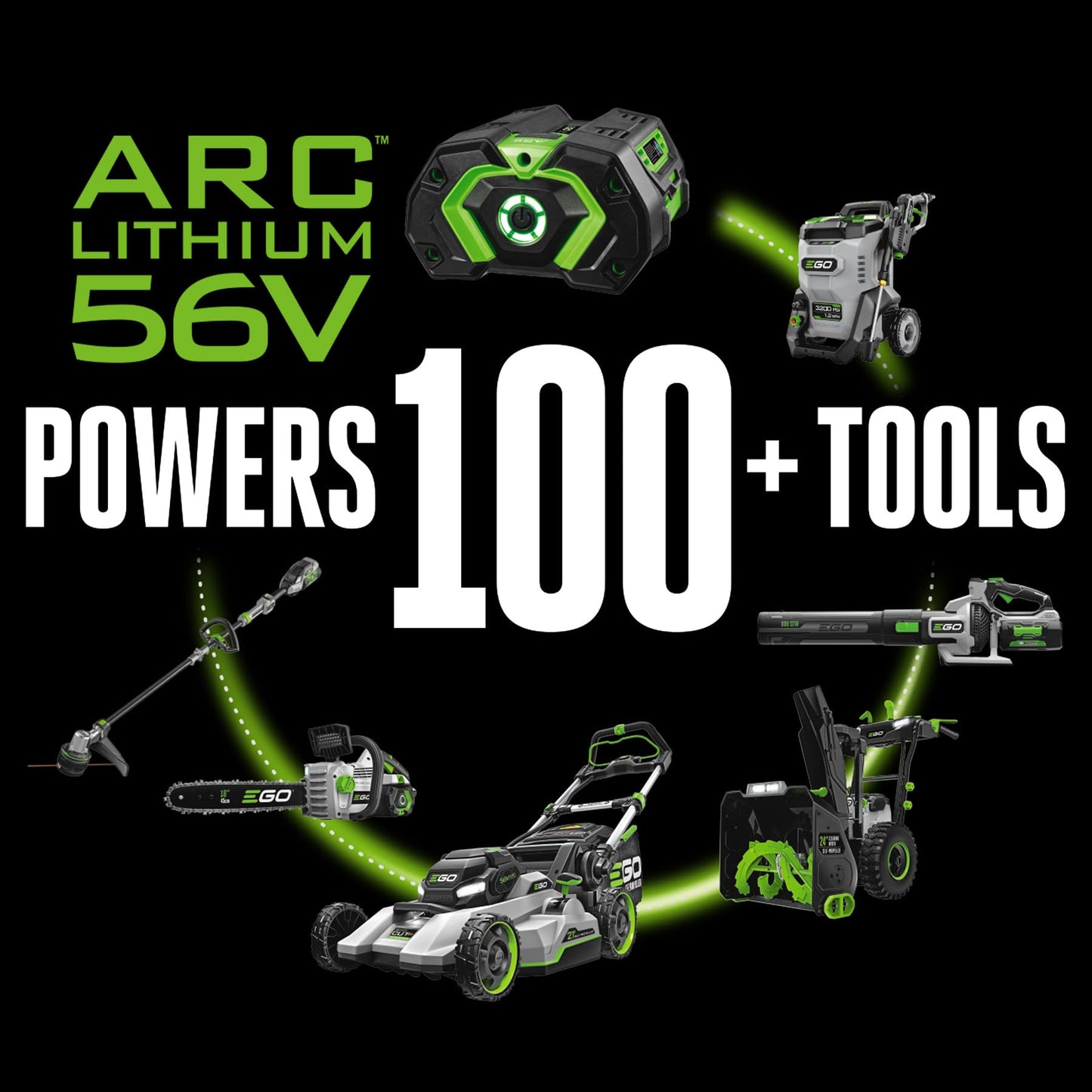EGO Power+ Pole Saw for Tree Trimming, Cordless Electric Pole Saw with Telescopic LED Cut Line Indicator, Includes 56V 2.5Ah Battery and Charger - PS1001