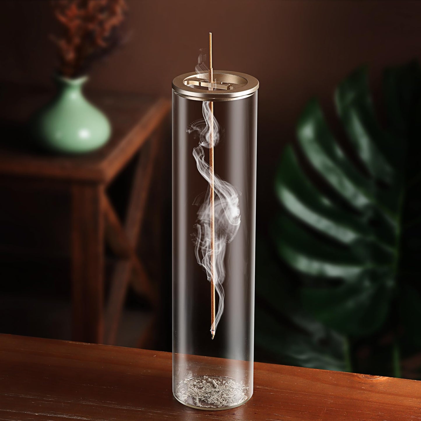 Incense Holder for Sticks [Anti-Ash Flying], Modern Insence-Stick Burner Holder with Removable Glass Ash Catcher, for Home Decor Yoga Meditation