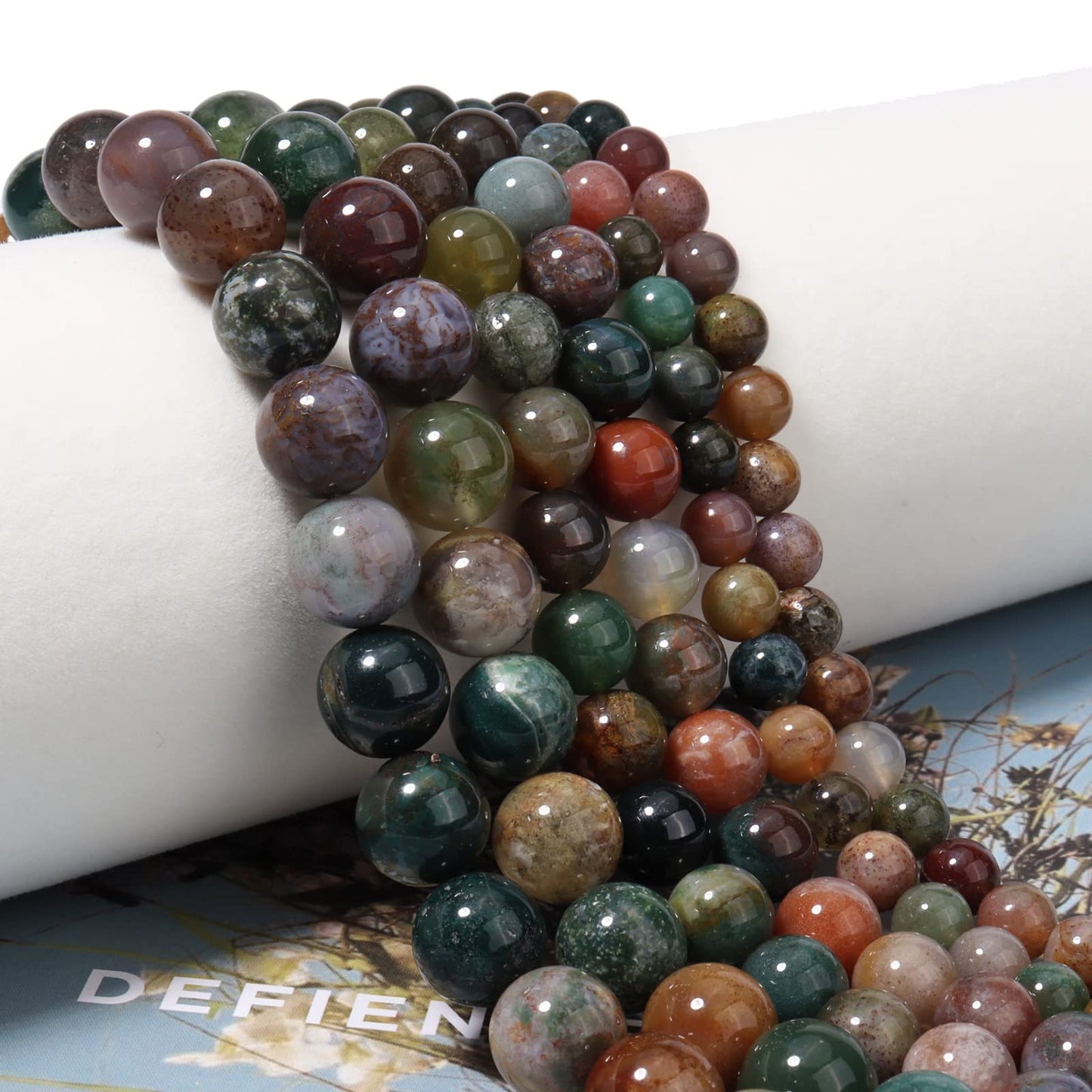 45pcs 8mm Natural Stone Beads Indian Agate Beads Energy Crystal Healing Power Gemstone for Jewelry Making, DIY Bracelet Necklace