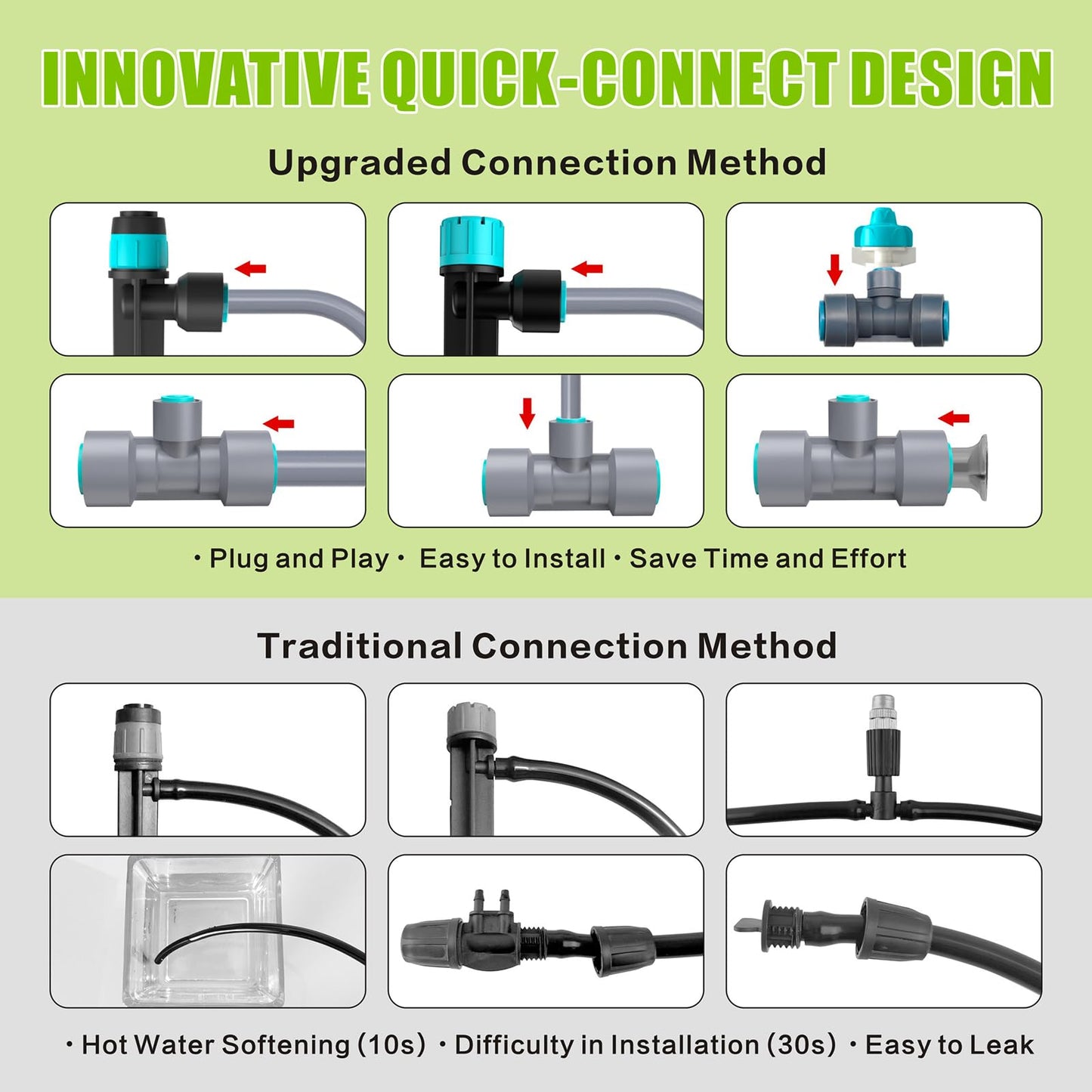 Drip Irrigation System Kit 230FT - Automatic Watering System with Quick Connector, Complete Water Irrigation System for Garden Lawn with 12mm 6mm Irrigation Tubing Adjustable Emitters