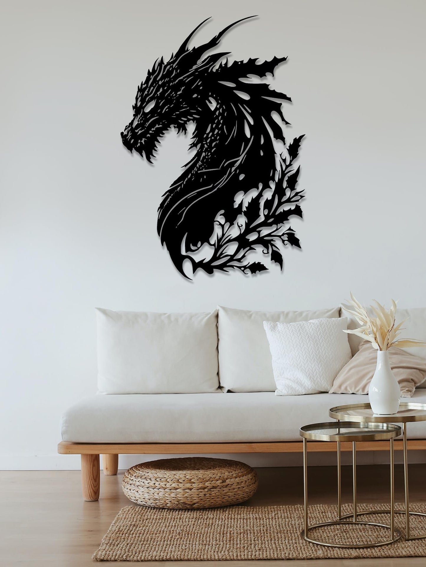 Benziso Dragon Metal Wall Art Medieval Decor Fantasy Decorations for Living Room Bedroom Office Man Cave Decor for Men Dragon Lover's Gifts (14.2 In X 11.4 In Black