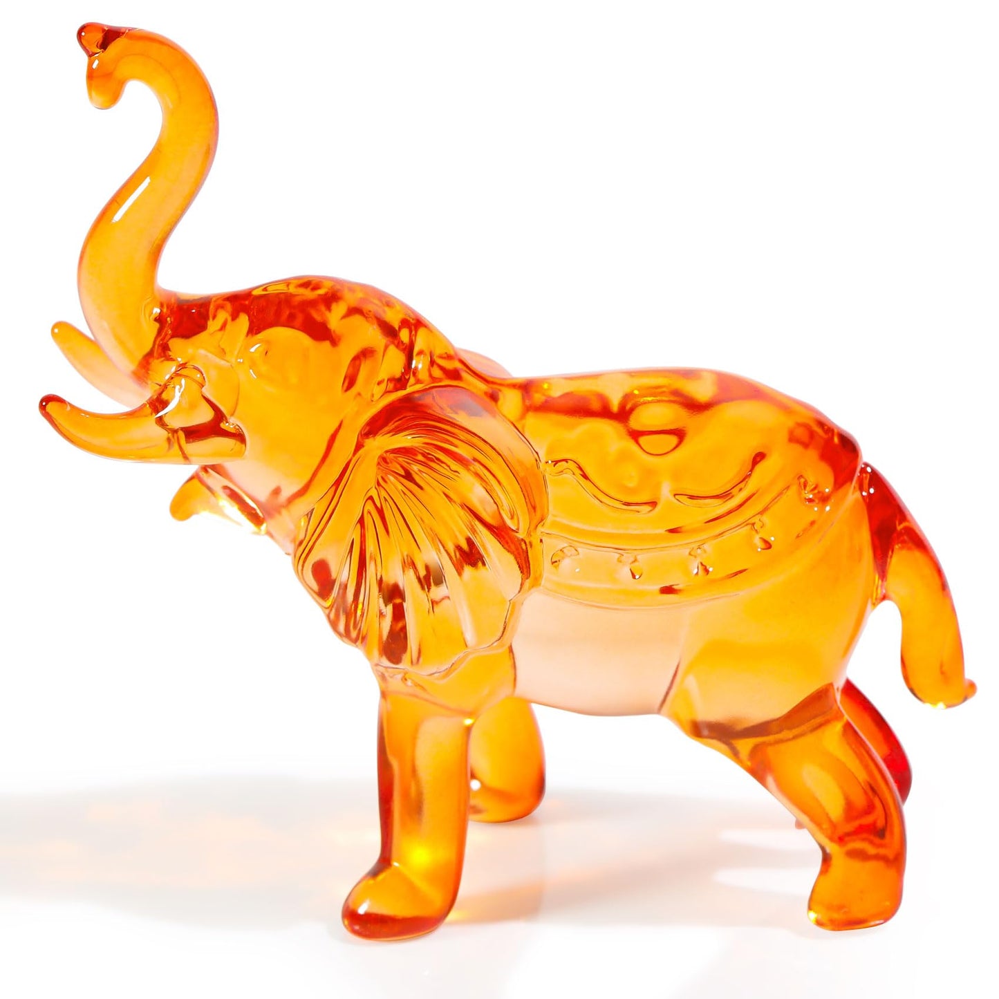YWHL Amber Crystal Elephant Figurine Gifts for Women, Handmade Glass Statue Decor Gift for Elephant Lovers, Art Crystal Animals Figurines Collectible for Home Decoration