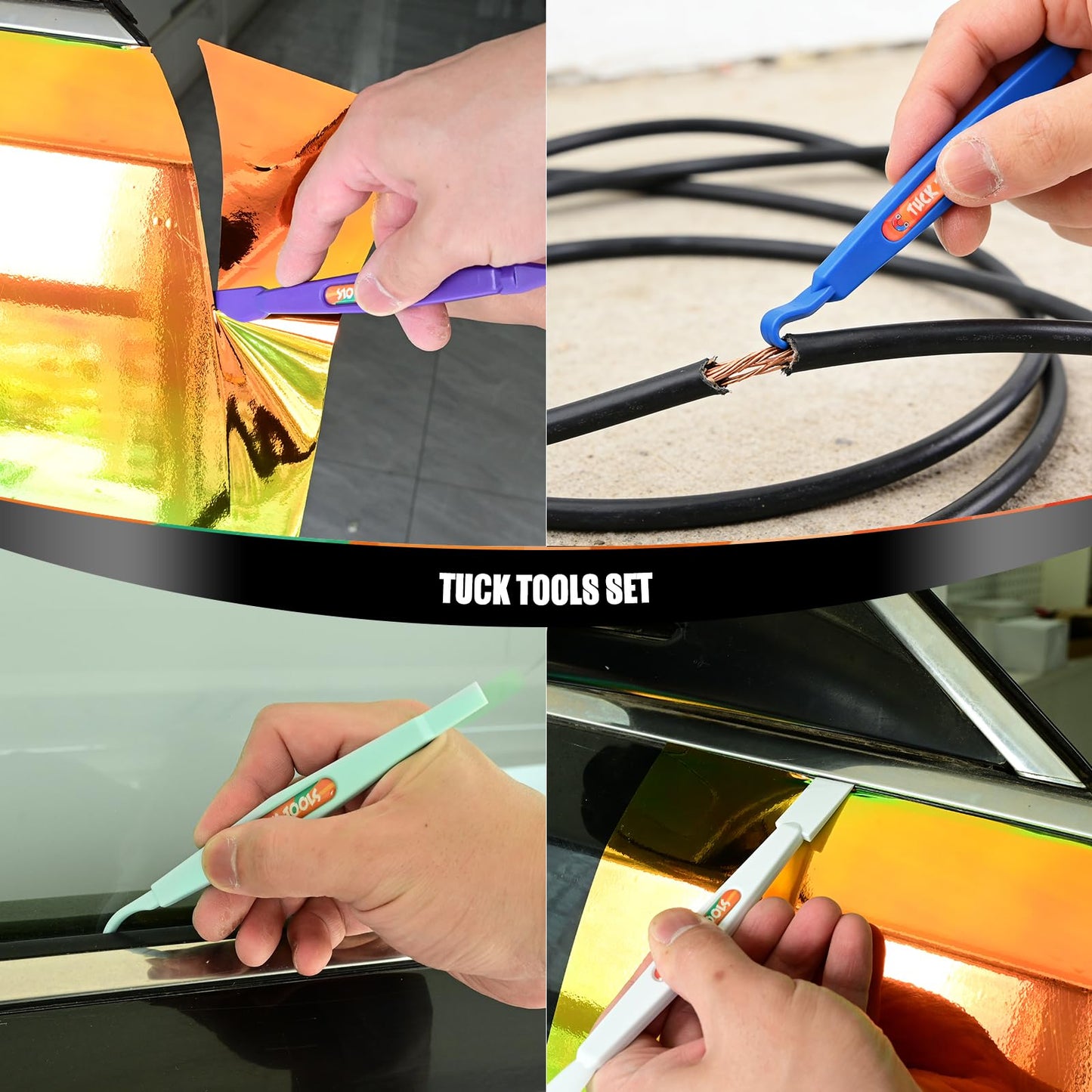 EHDIS Vinyl Tucking Tool 17 in 1 Vinyl Wrap Stick Set with Tool Pounch Car Wrapping Mini Corner Squeegee Curves Slot Vinyl Tools for Window Tinting,Vinyl Film Application,Wallpaper Installing