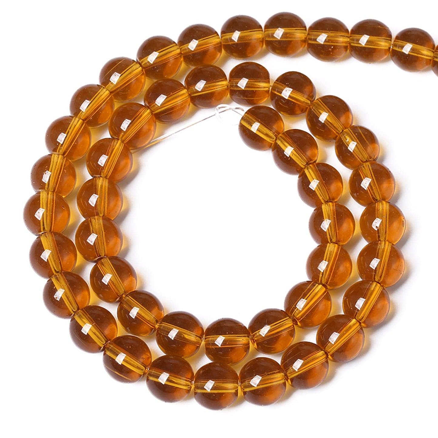 6MM 63PCS Amber Glass Spacer Loose Beads for Jewelry Making DIY Bracelet Necklace