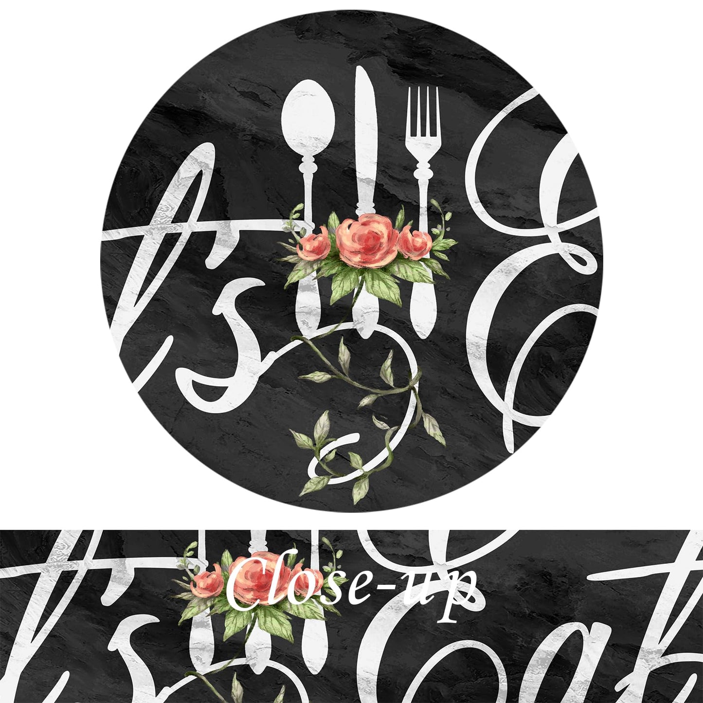 KREATIVE ARTS Farmhouse Kitchen Wall Art - Let's Eat Sign Poster - Black Marble Canvas Prints - Ready to Hang 12x36'' Painting for Dining Room and Kitchen Decor