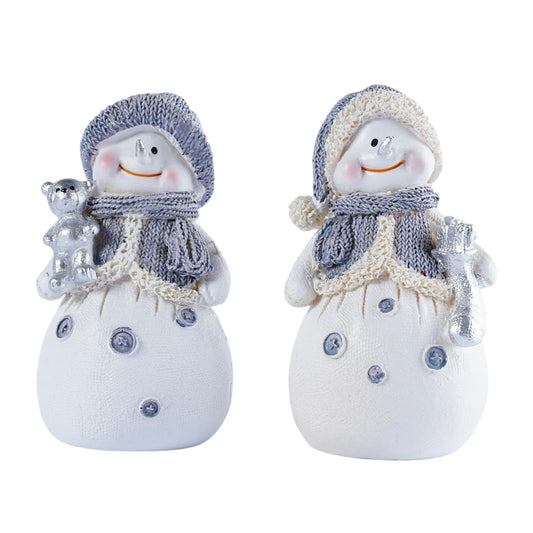 Brizoria 2-Piece Snowman Figurines Christmas Decorations Winter Centerpieces for Table Resin Winter Mantel Decor for Home Office Holiday Decor Indoor Christmas Table Decorations