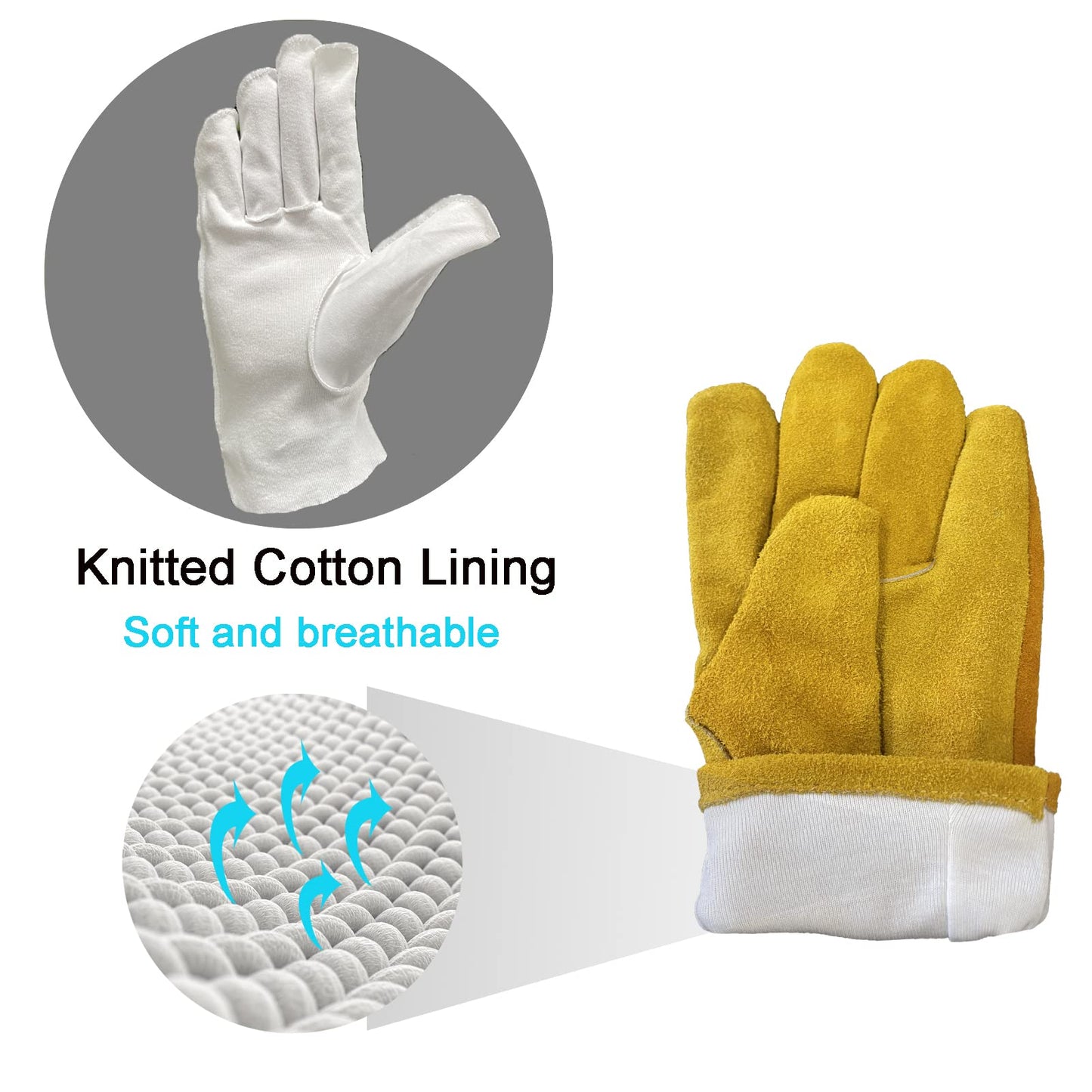 AOUCHI Leather Work Gloves for Men Women with Cotton Lining, Large Thorn Proof Cactus Gardening Yard Work Gloves for Rose Pruning, Heavy Duty TIG/MIG Welding, Construction, Large