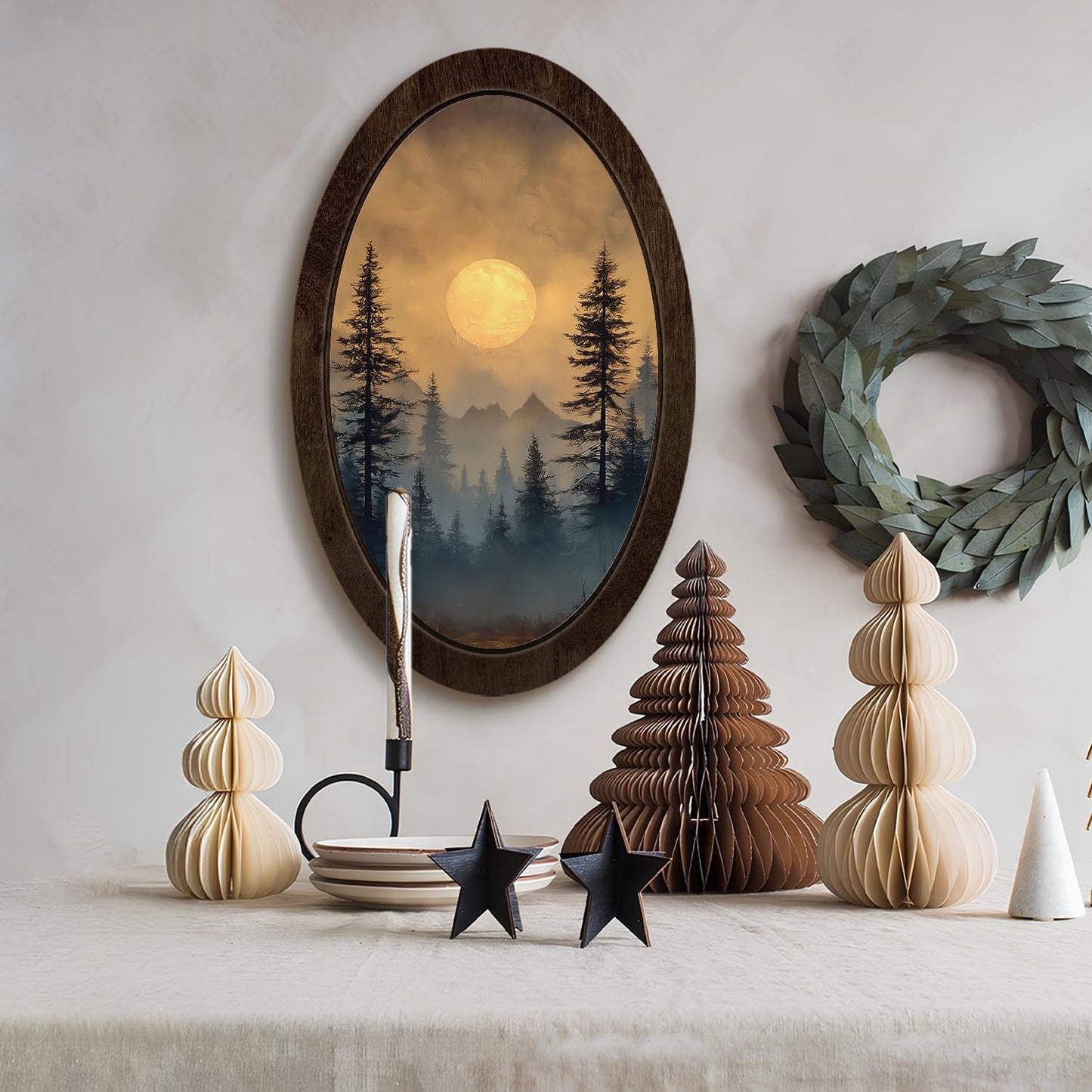 Wheatwin Celestial Room Decor, Moody Dark Academia Sunlight Sunshine Oval Wall Art Hanging Decorations for Home Bedroom Living Room, 14.56x9.05 Inch