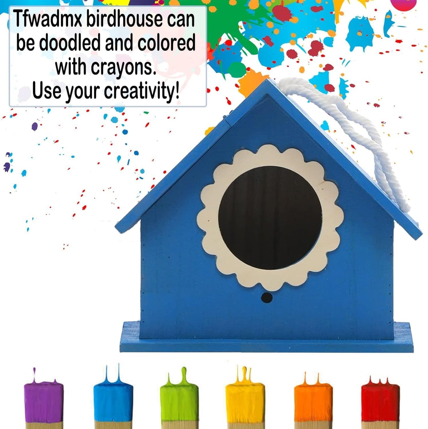 Tfwadmx Wooden Bird House, Hanging Birdhouse for Outside, Garden Patio Decorative Nest Box Bird House for Robin Budgie Swallow Little Sparrow Finch Throstle or Medium Size Birds