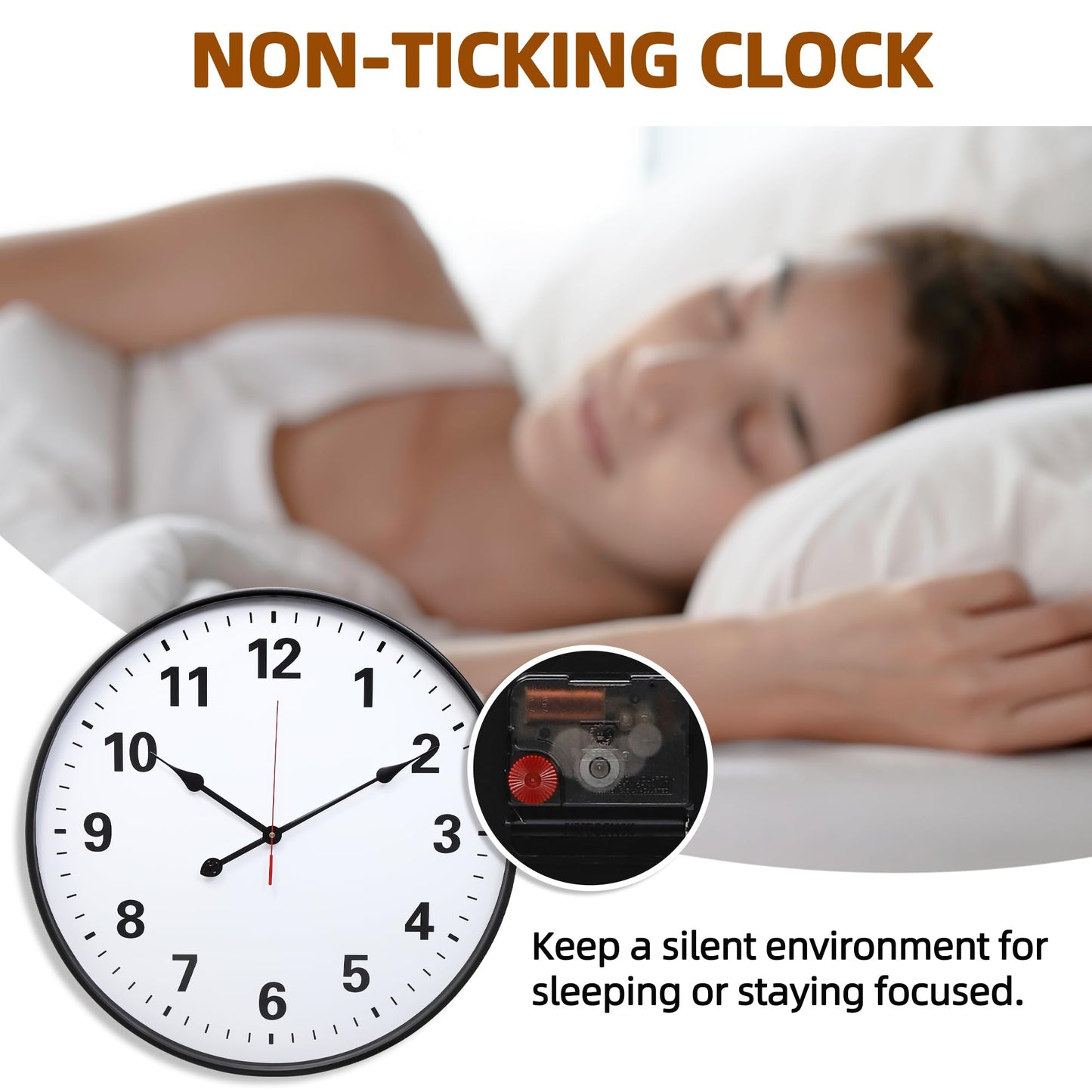 LEIKE Metal Large Wall Clock 24IN Black, Retro Silent Quartz Battery Operated, Decorative for Patio, Kitchen, Living Room, Bedroom, Pool