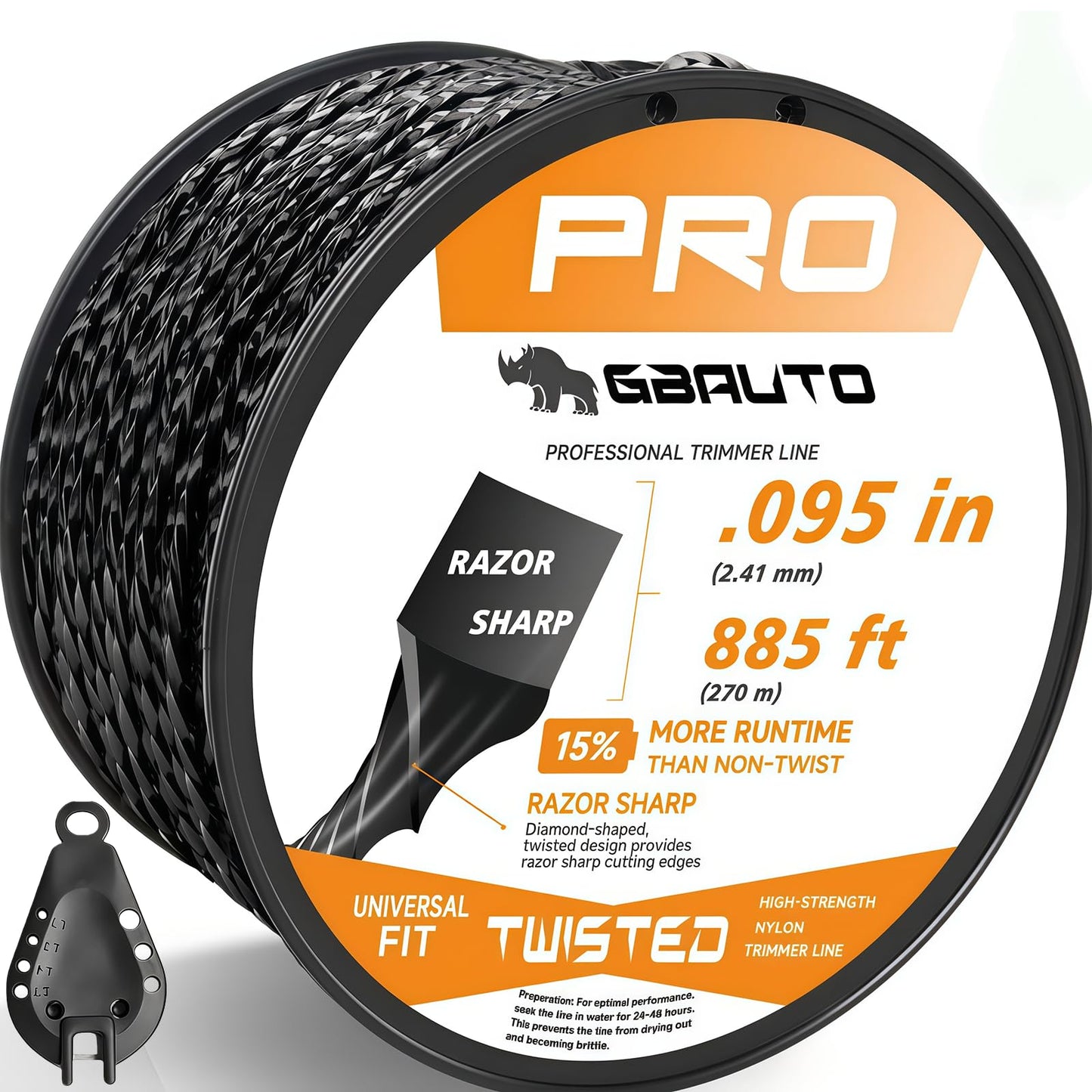 GBAuto 885ft 0.095" for Black Diamond Trimmer Line Cutting String Replacement, for Echo Trimmer Line 330095073