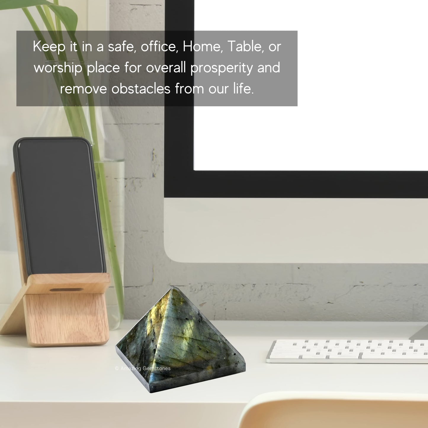 Amazing Gemstone Labradorite Pyramid Crystal Healing Stones - 2" Great Pyramid Figurine of Natural Stone Pyramid for Meditation, Reiki, Chakra Balancing and Crystal Pyramids Grid