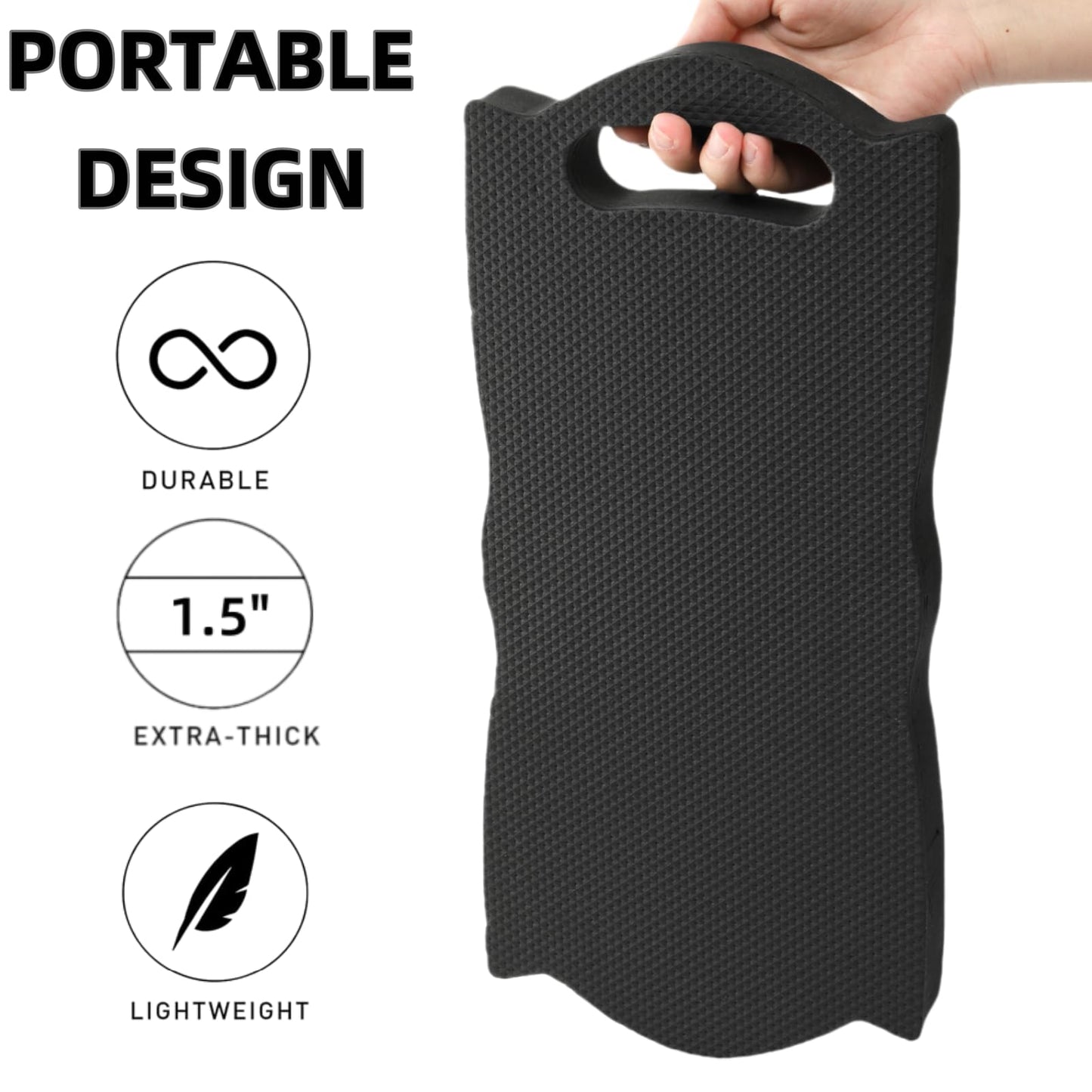 Covzoe 4 Pack Thick Kneeling Pad, 15.7" L x 7" W x 1.5" Th Waterproof Garden Kneel Pads Cushion with Handle, Soft Foam Kneeler Mat for Work, Cleaning, Yoga, Praying, Bath, Exercise, Black