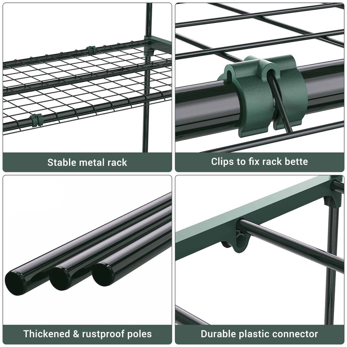 Ohuhu Plant Greenhouse Shelves 4 Tier 2 Pack Extra-Wide Stable Green House Shelving for Outdoor, 31x18x42 Inch Portable Rustproof Metal Shelf Plant Stand Rack Greenhouse Accessories