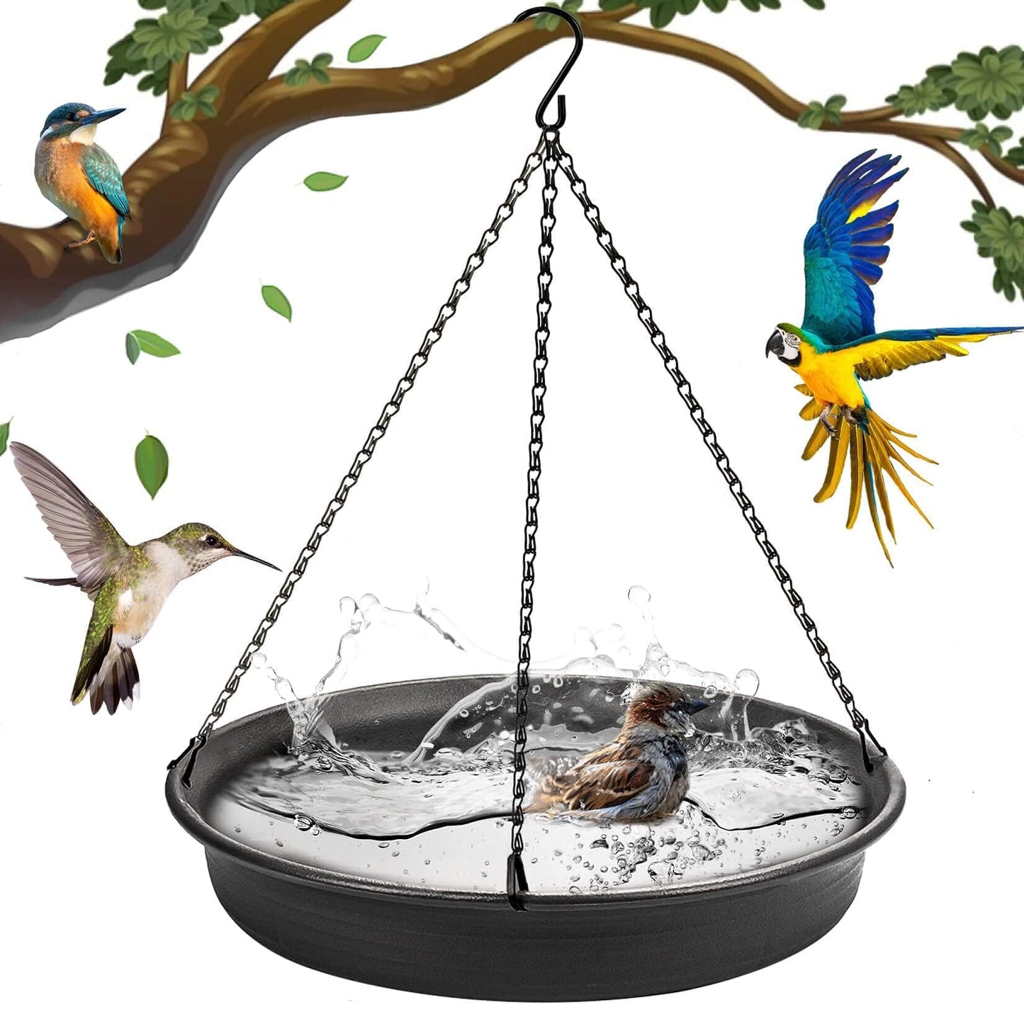Hanging Bird Bath Hanging Bird-Feeder - CARGEN Garden BirdBath Tray Wildlife Feeder Plate Water Bowl or Water Bowl for Outdoors Garden Patio Decoration