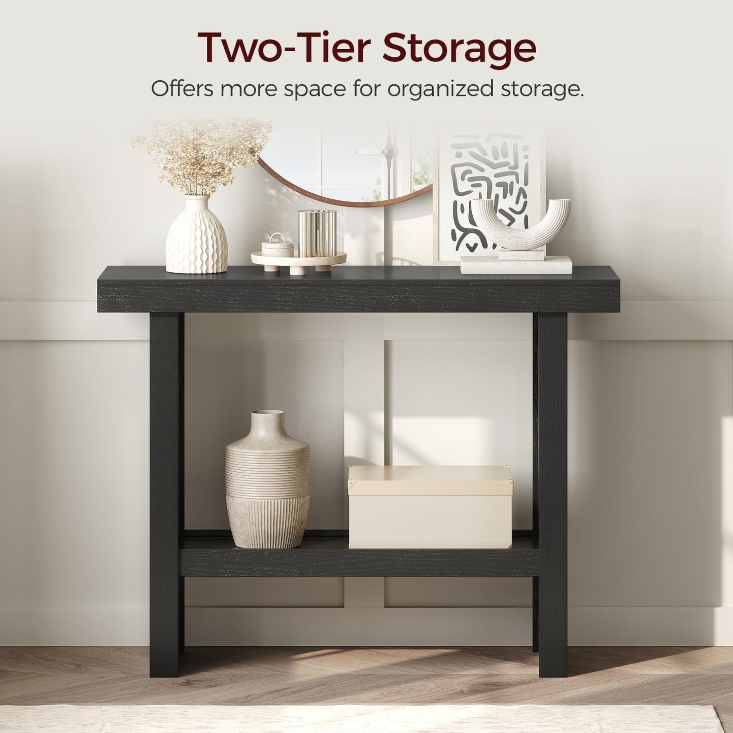 MAHANCRIS Console Table, 39.4'' Black Entryway Table for Hallway, Narrow Sofa Table Behind The Couch, Modern Foyer Tables for Entrance, Living Room, Corridor, Easy Assembly, Black CTHB16801
