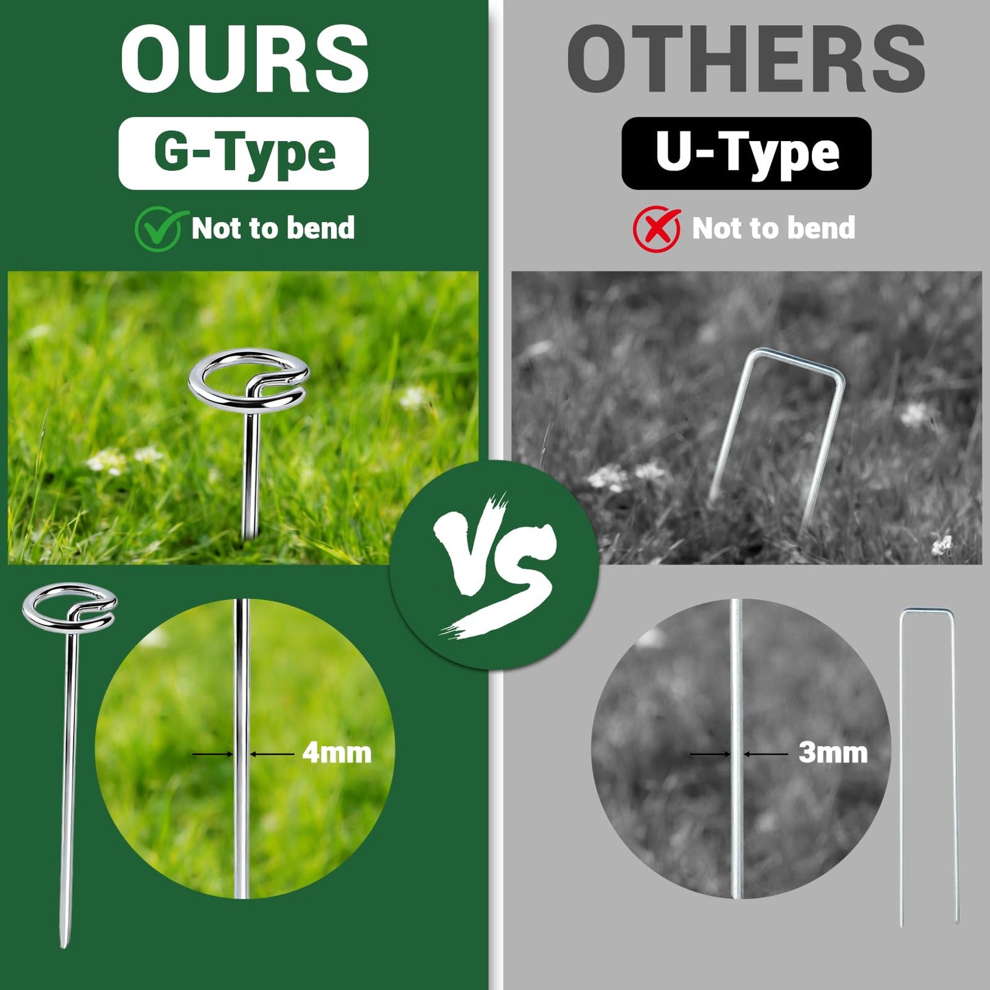120Pcs Landscape Fabric Pins, Weed Barrier Stakes with 60Pcs Gaskets, 1Pcs Pick Hook, 6 Inch Landscape Stakes for Plant Cover, Tent, Weed Barrier Fabric, Turf and Outdoor Decoration