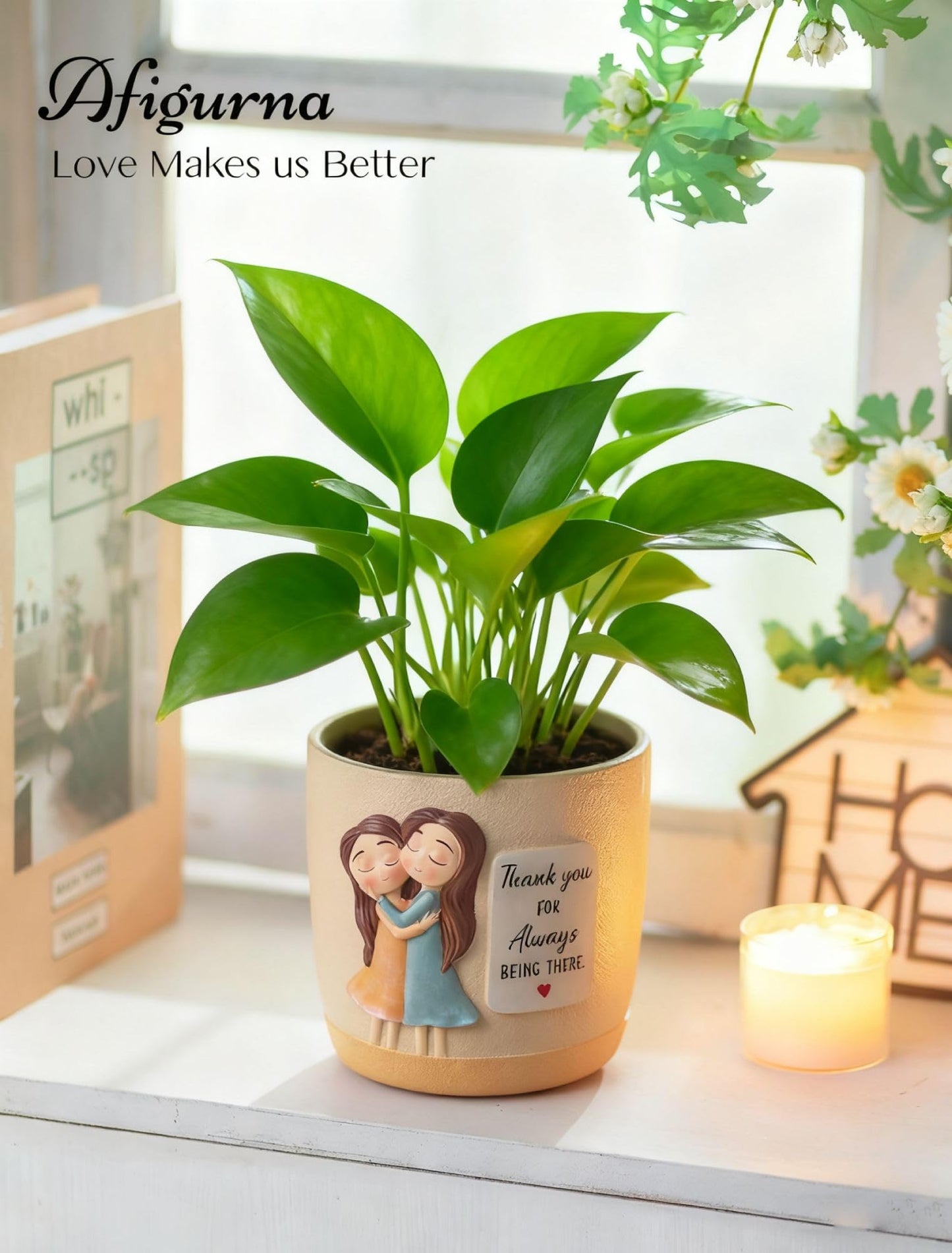 Afigurna Gardening Gifts for Women: 5.3in Plant Pot Gifts for Gardener - Plant Mom Presents for Gardener - Plant Pot Garden Presents for Mom Friends Lady Christmas Birthday Mothers Day