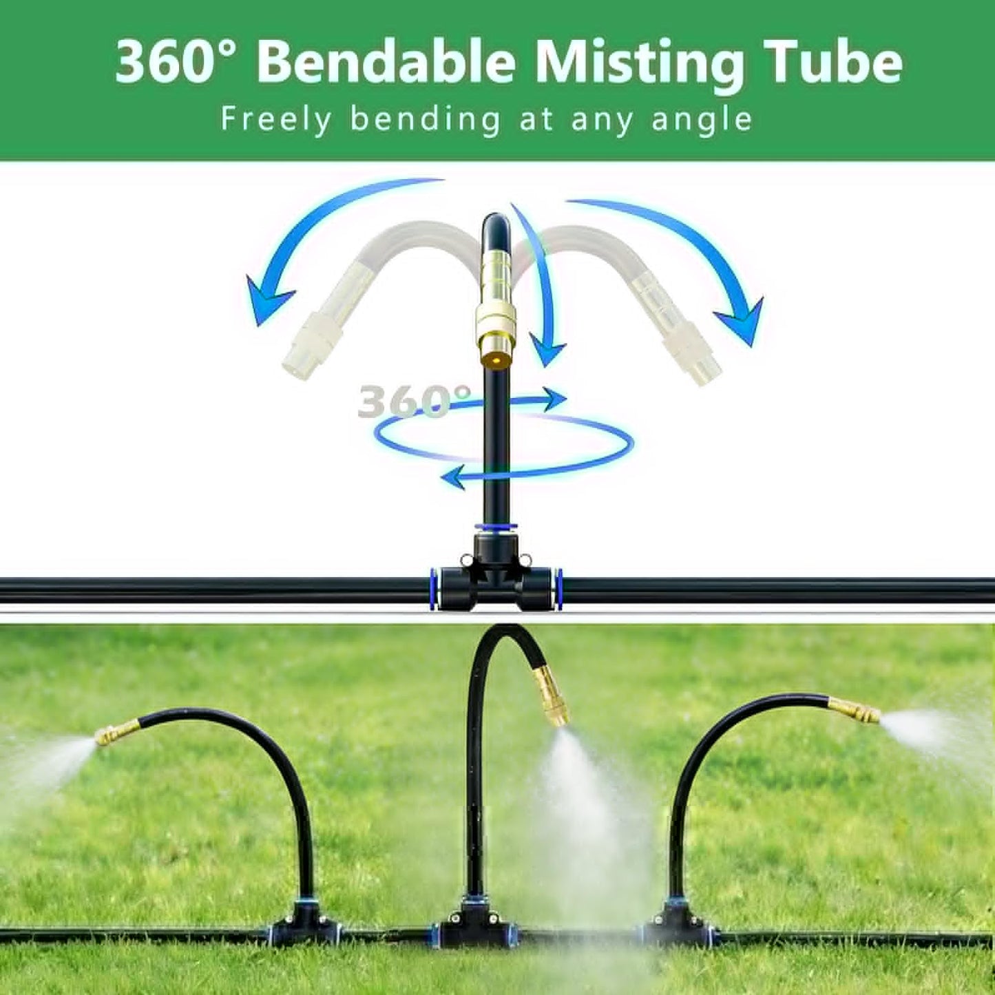 65FT 5/16 Inch Drip Irrigation System for Garden, 2025-Upgrade High-Flow Garden Watering Kit with 20 Adjustable Copper Nozzles, Even Water Distribution for Lawn & Greenhouse