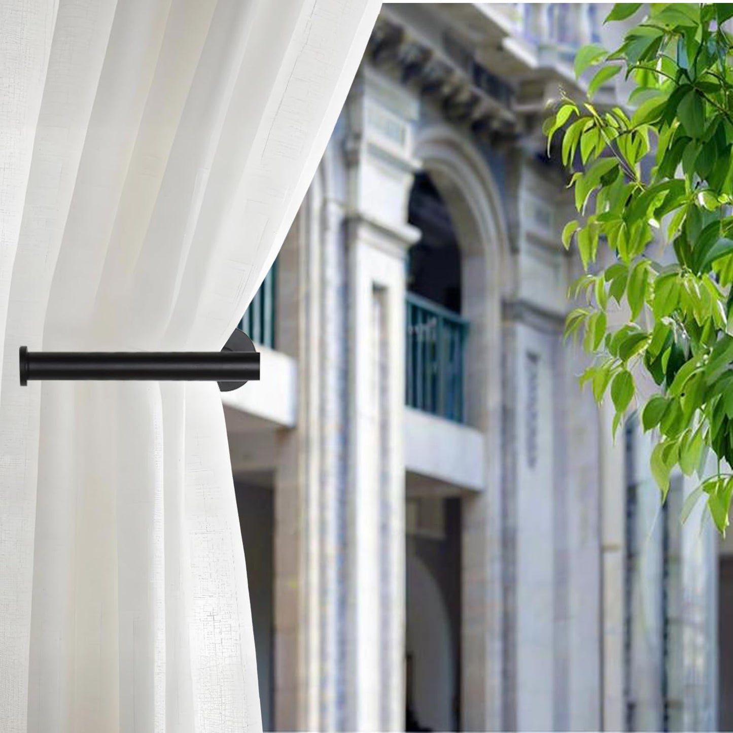 Curtain Tiebacks Hooks Wall Mounted, Curtain Holdbacks Screw-in, Curtain Holders for Drapes, Curtain Pull Backs, Curtain Tie Backs 304 Stainless Steels, 2pcs Black