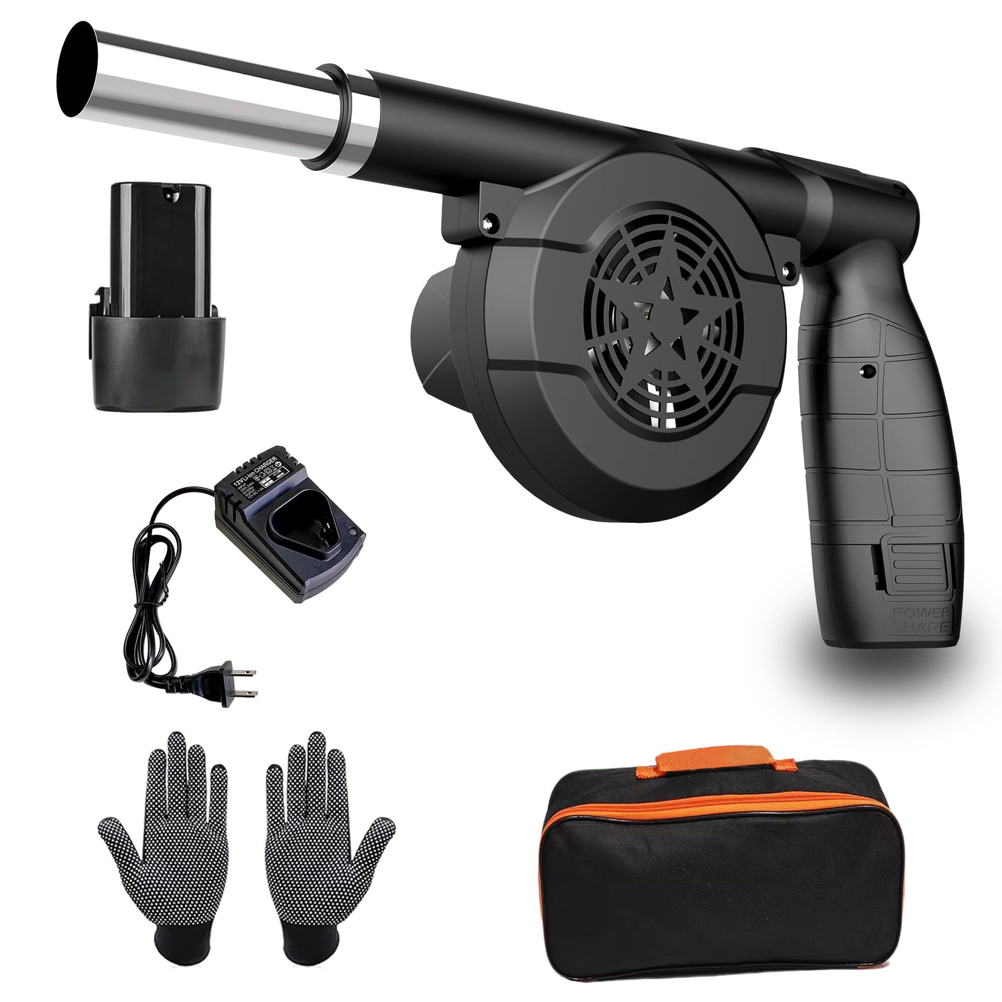 MILBOPAX Wireless Electric Bellows Portable Fireplace Tools Air Blower 12V Fan Bellows Fire Wood Stove Blower Outdoor BBQ Camping Fire Fan