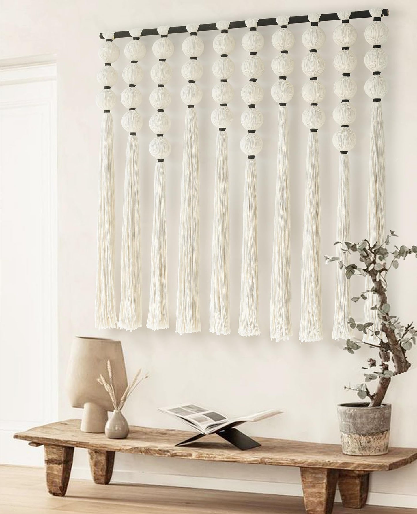 IOWER Large Macrame Wall Hanging Macrame Wall Decor Sphericity Cotton Textile Wall Hanging Boho Wall Decor Art Fiber Yarn Art Handmade 39" Wx39 L