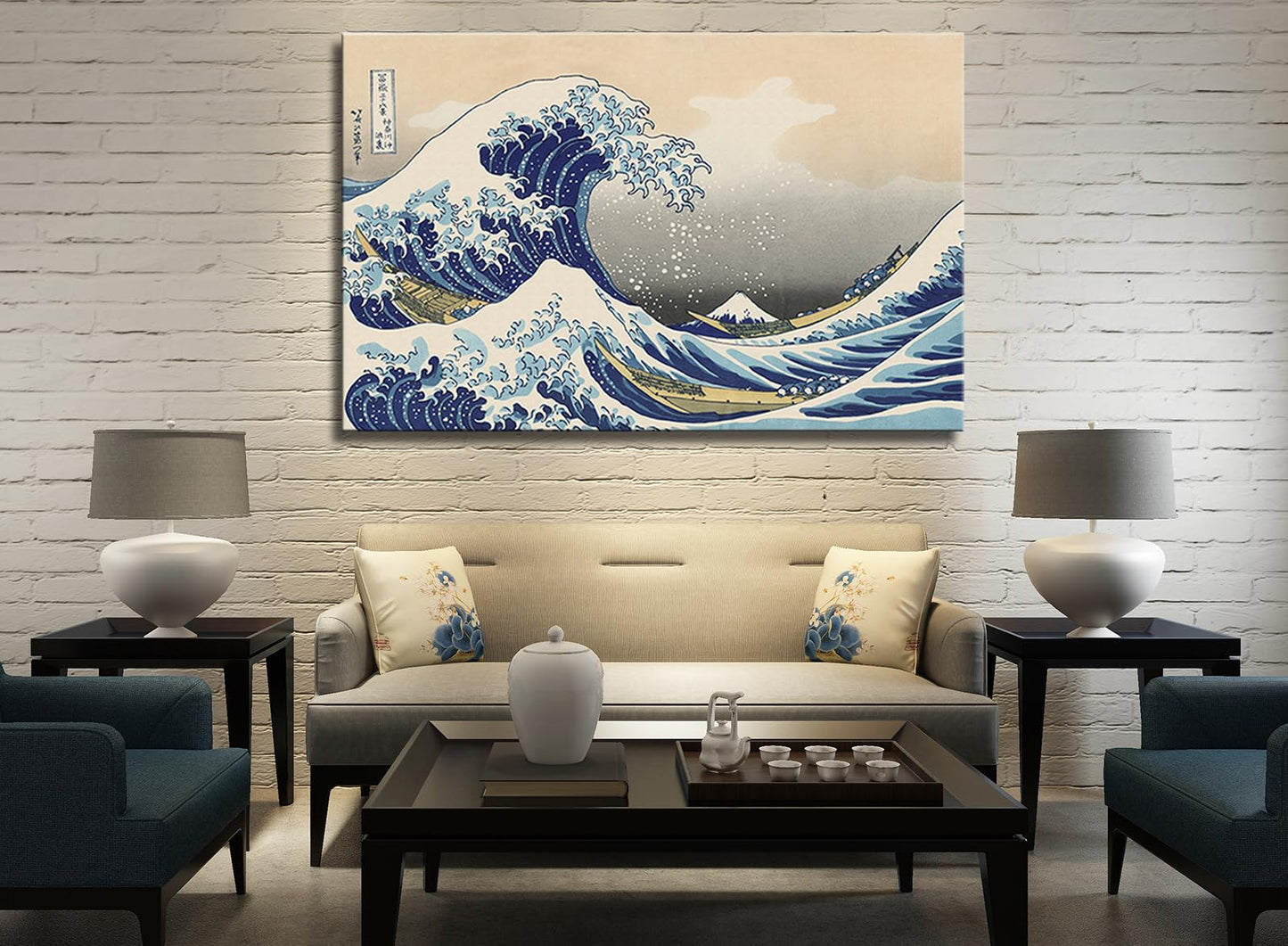 msspart The Great Wave off Kanagawa by Hokusai Canvas Wall Art Japanese Classic Artwork Painting Decor for Living Room Abstract Seascape Picture Print for Bedroom Office Home Decoration - 24"x36"