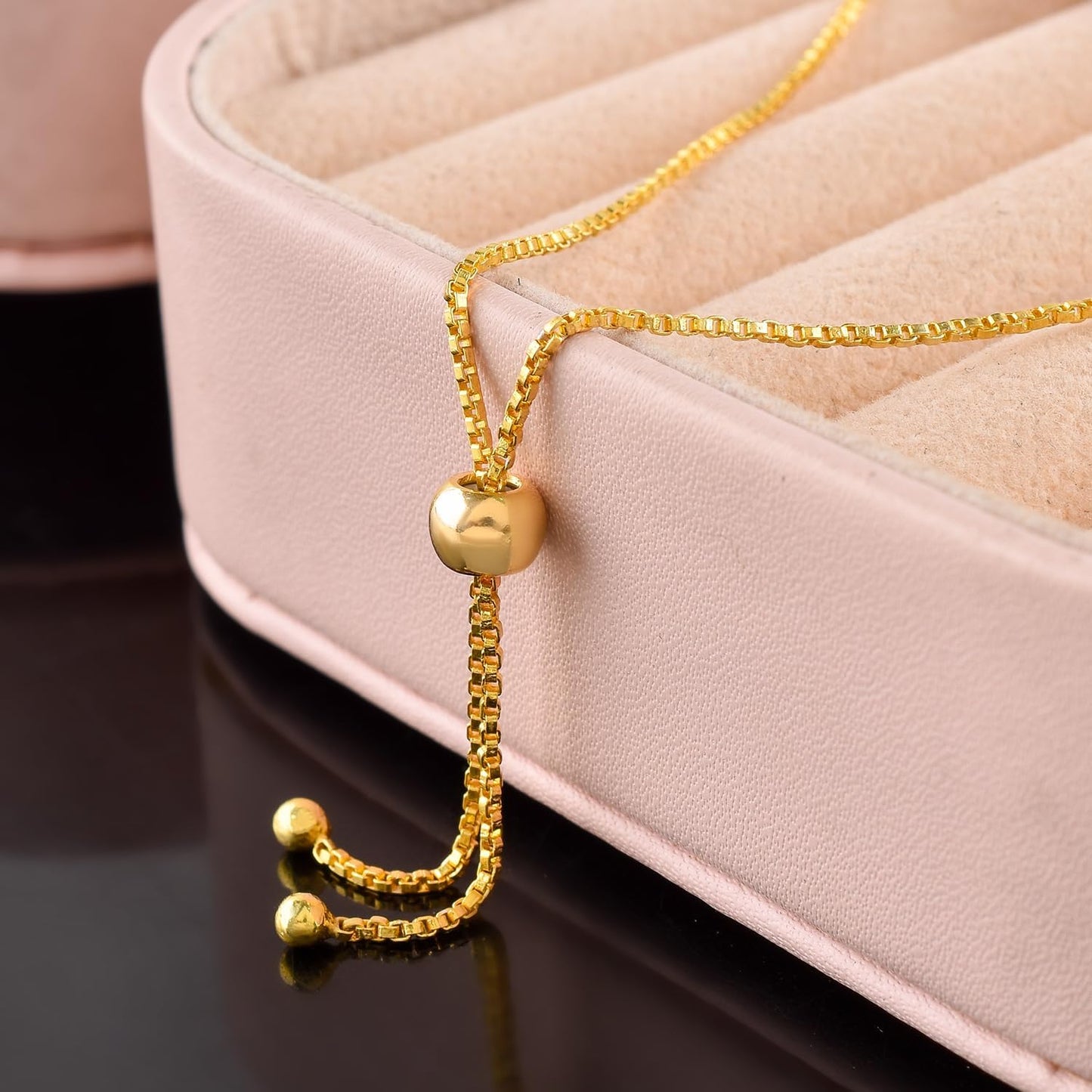 InfinityGemsArt Turquoise Bracelets For Women, December Birthstone Jewelry, Blue Beads Beaded Stone Bolo Slider Crystals Gemstones, 14K Gold Plated Adjustable Chain, Gifts For Her