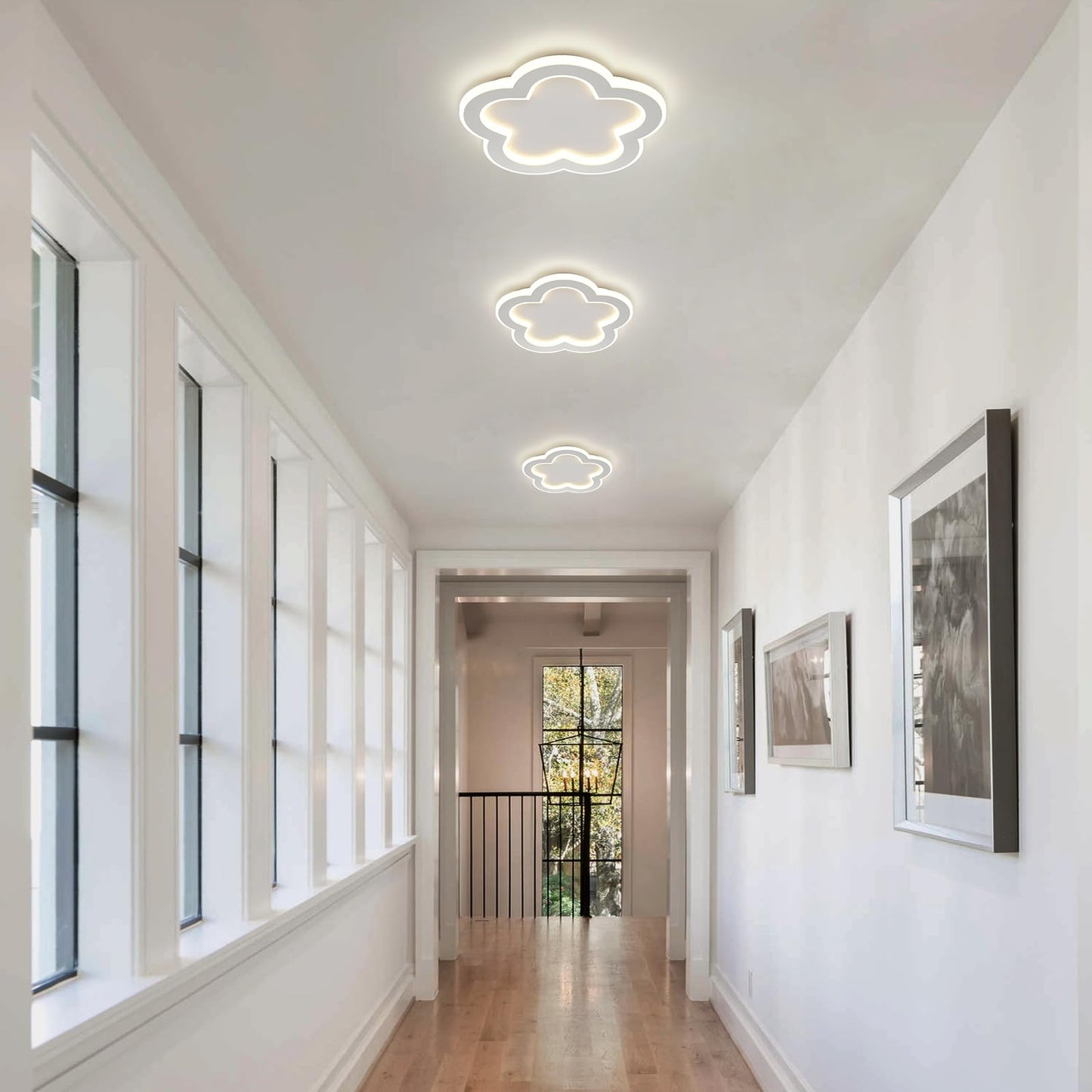 Linovix Modern LED Ceiling Light 9.8inch Small Ceiling Light Fixture 21w with Remote Control(3000k-6000k) Close to Ceiling Lights for Hallway Entryway Corridors Kitchen Laundry Room (White)