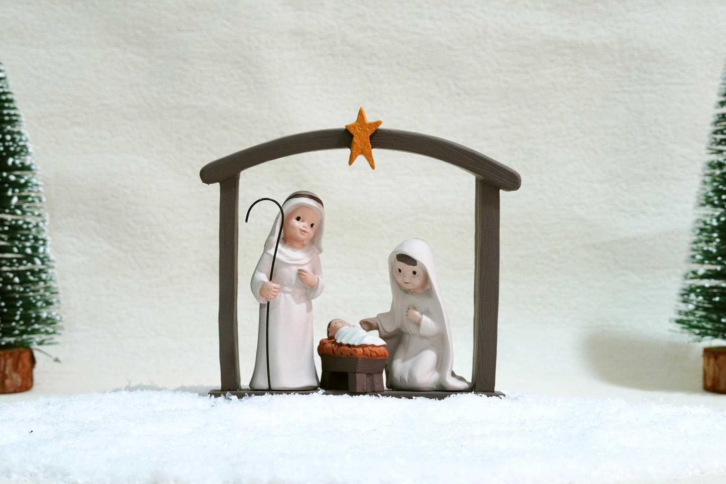 ENNAS Little People Nativity Set – 12-Piece Mini Christmas Nativity Scene Set, Indoor Holiday Manger Figures for Tabletop Decor, White Nativity Figurines
