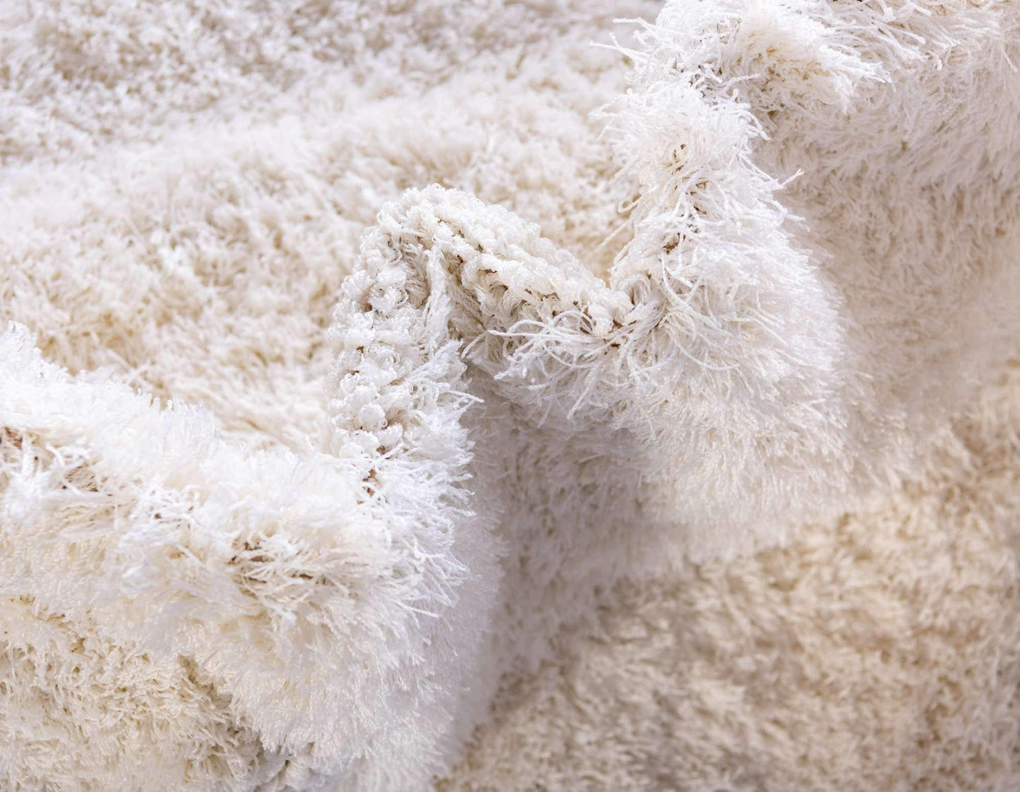 Unique Loom Floral Shag Collection Area Rug-Carved, 8 ft x 10 ft, Ivory