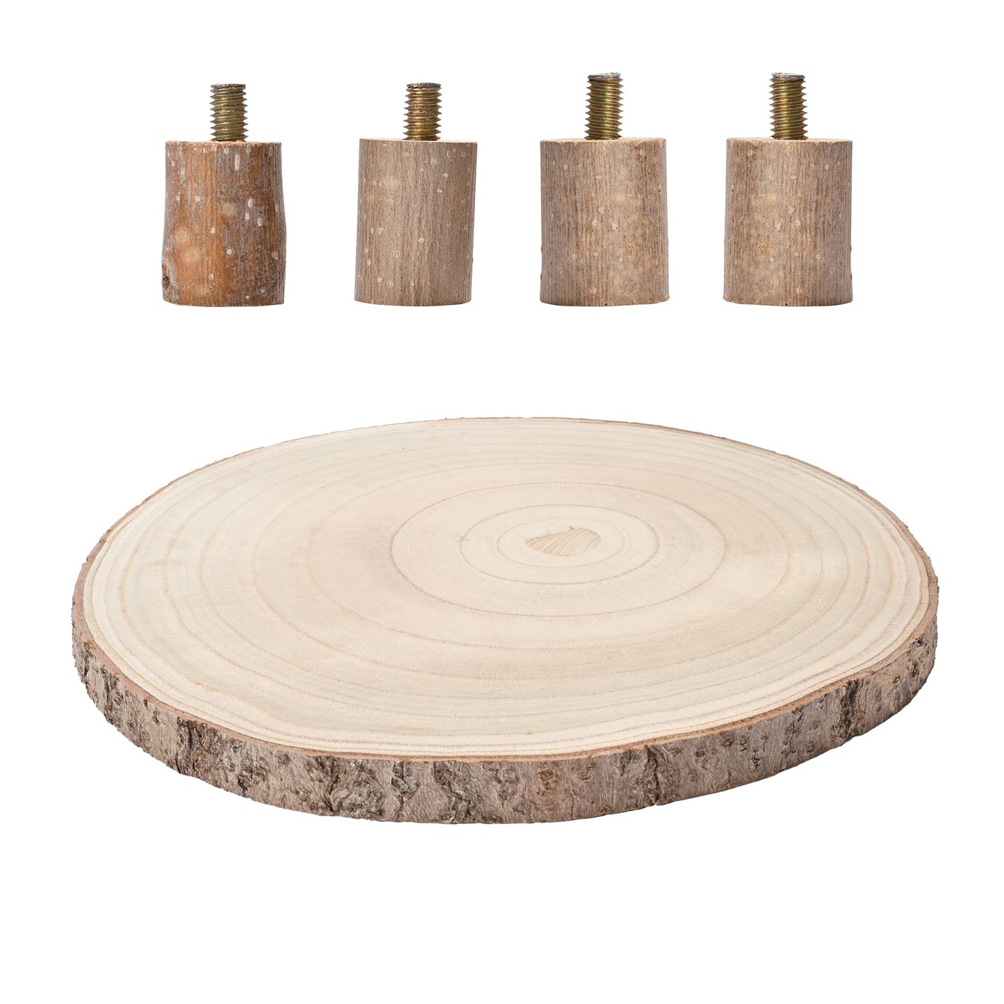 WILLOWDALE Wood Cake Stand for Dessert Table, Fit for 11 Inches Cake, Wedding Cake Stand Farmhouse Serving Tray for Party, Wood Slice Round Cake Holder Rustic Decor Table Centerpieces for Dining Room