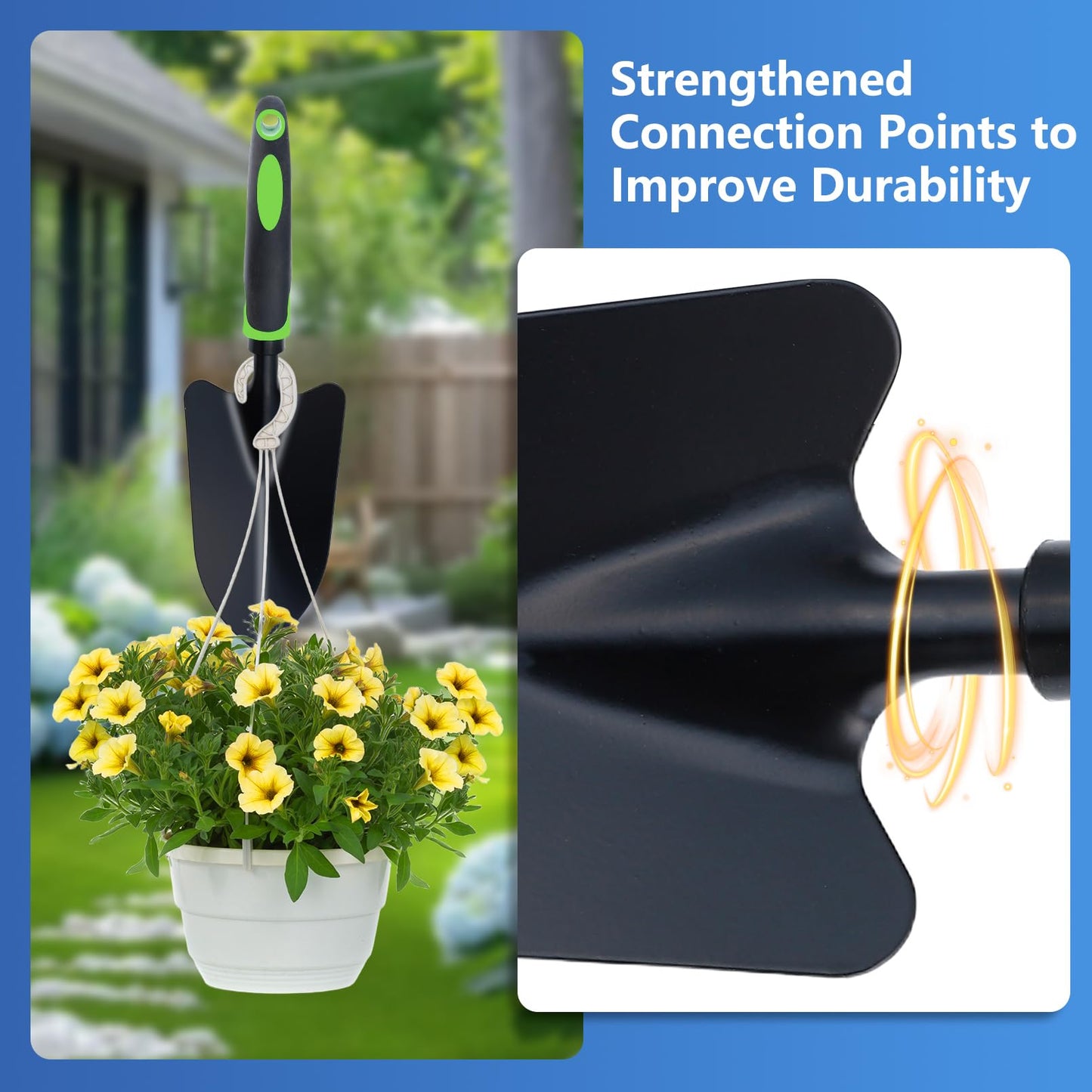 PIEMEET 12 Pcs Garden Shovel, Aluminum Alloy Trowel Garden, Heavy Duty Small Shovels, Metal Hand Trowel, Hand Shovel with Ergonomic Handle, Gardening Tools for Digging Weeding Planting Transplanting