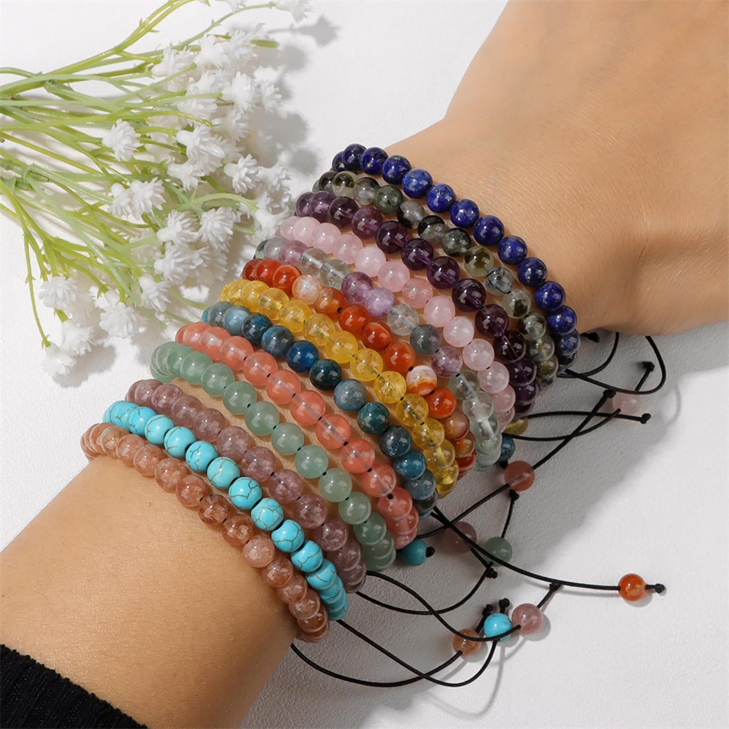 Lit Wall Rose Quartz Bracelets for Women 6mm Pink Quartz Crystal Bracelet Healing Crystal Bracelets Pink Beaded Bracelets Natural Stone Bracelets Rose Quartz Jewelry for Women